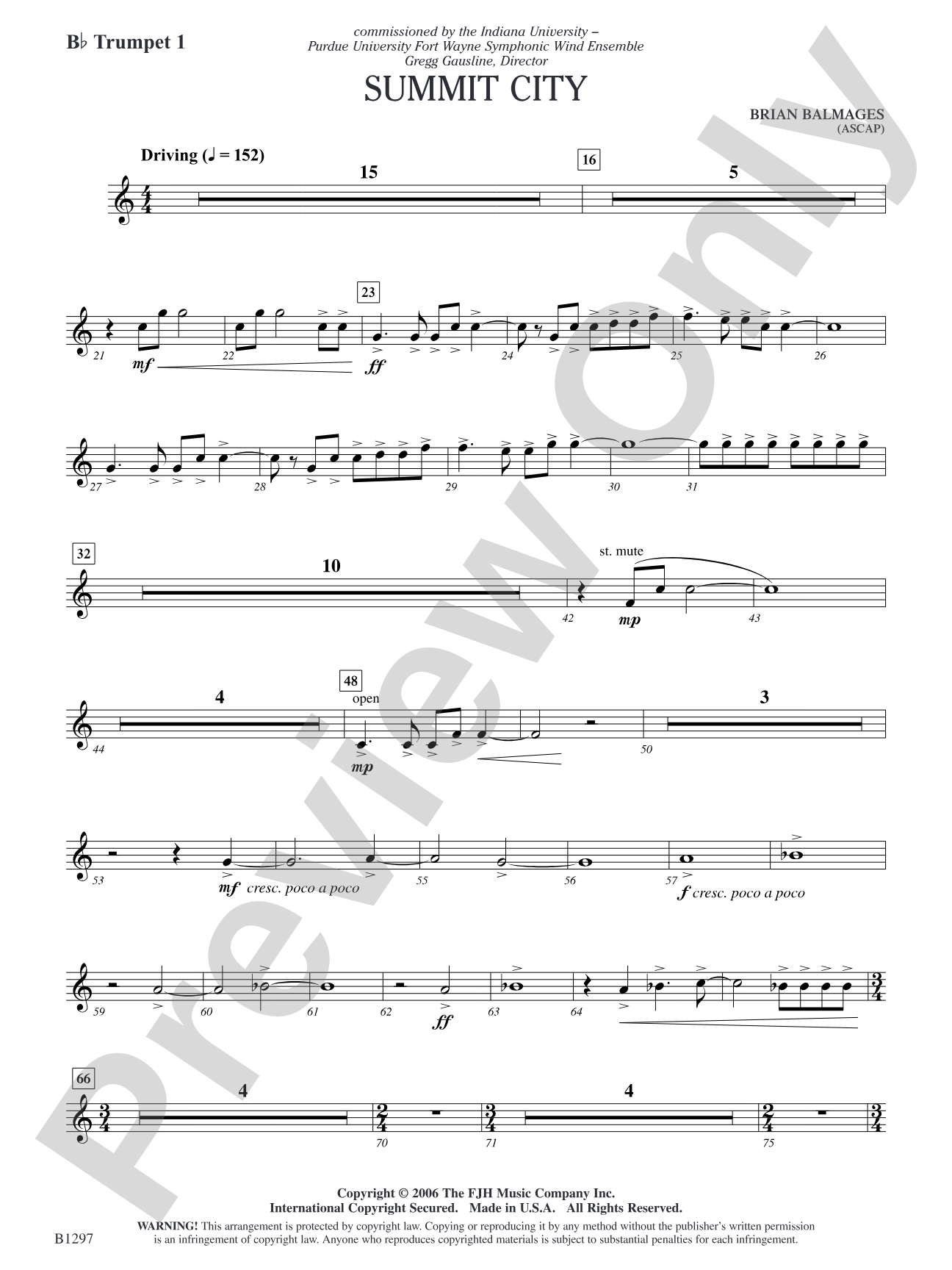 Summit City: B-flat Trumpet 1