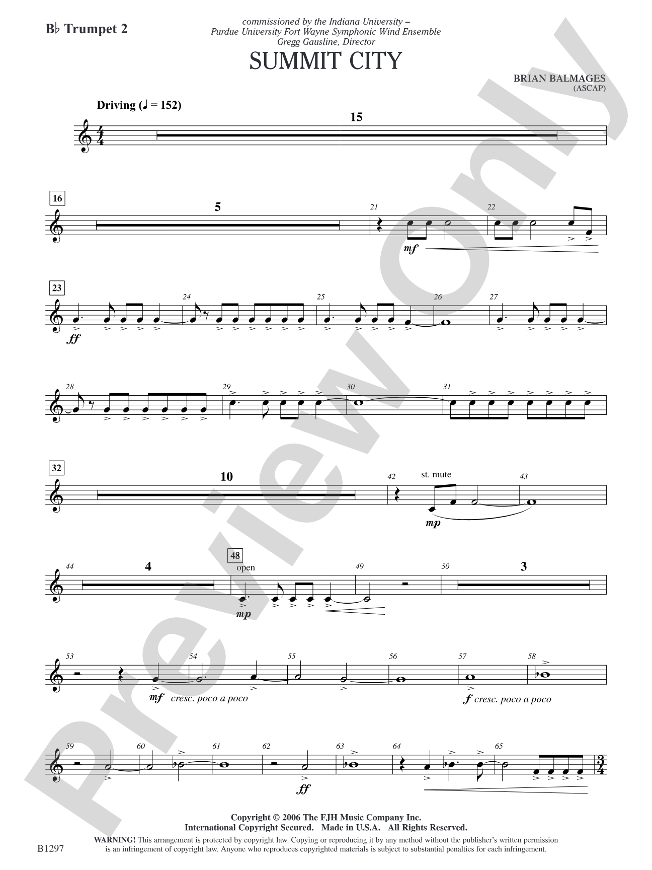 Summit City: B-flat Trumpet 2