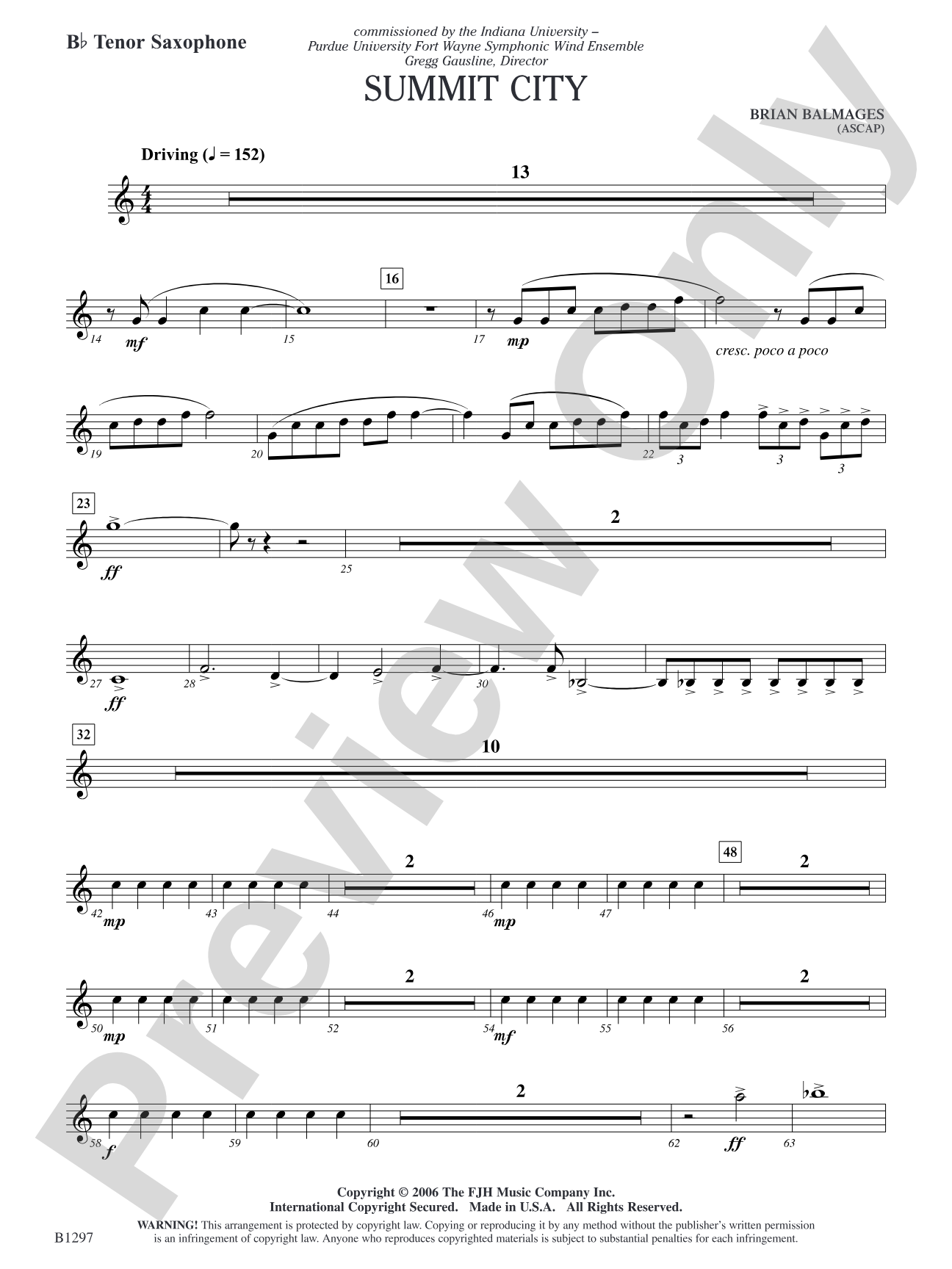 Summit City: B-flat Tenor Saxophone