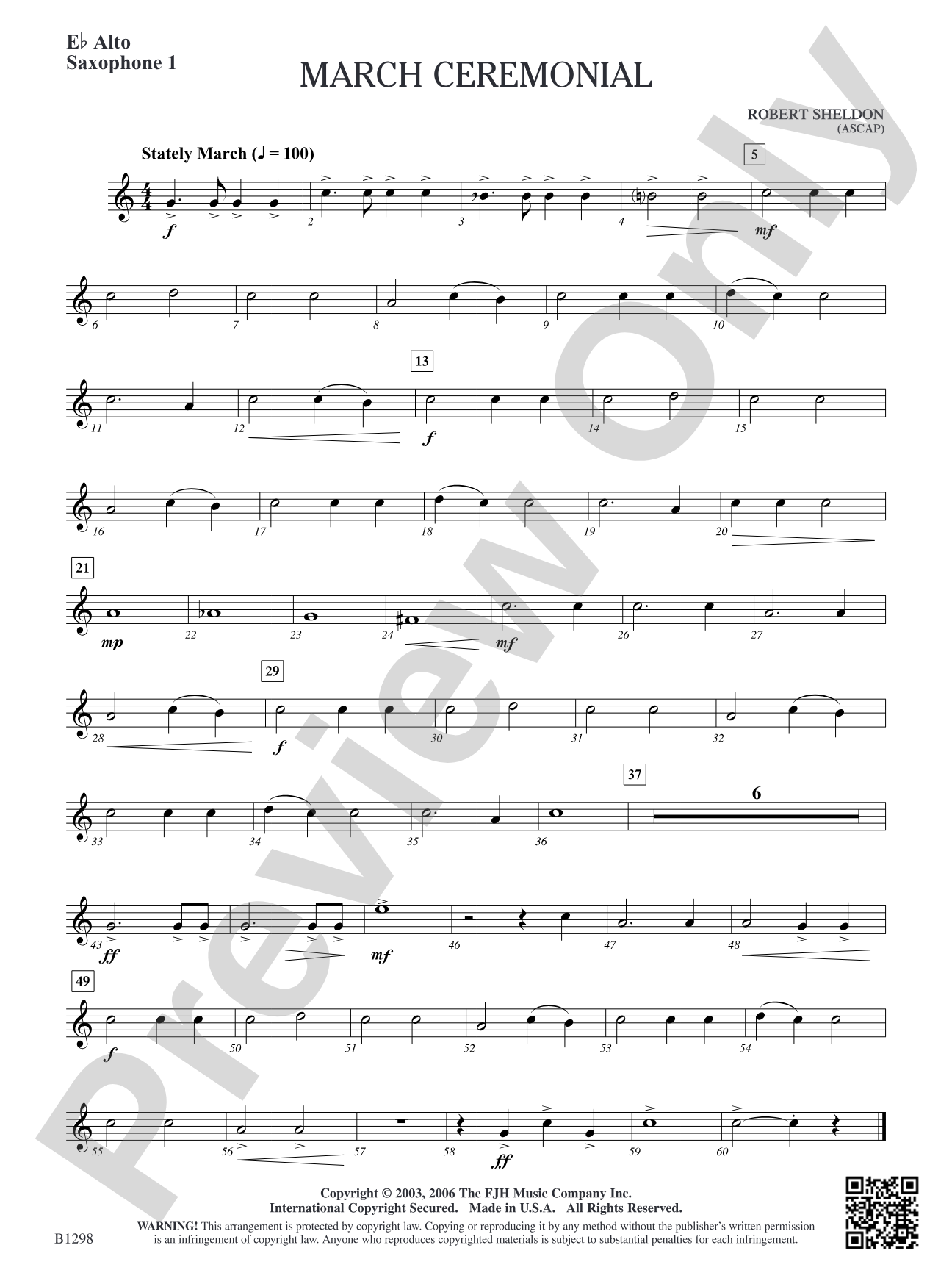 March Ceremonial: E-flat Alto Saxophone 1