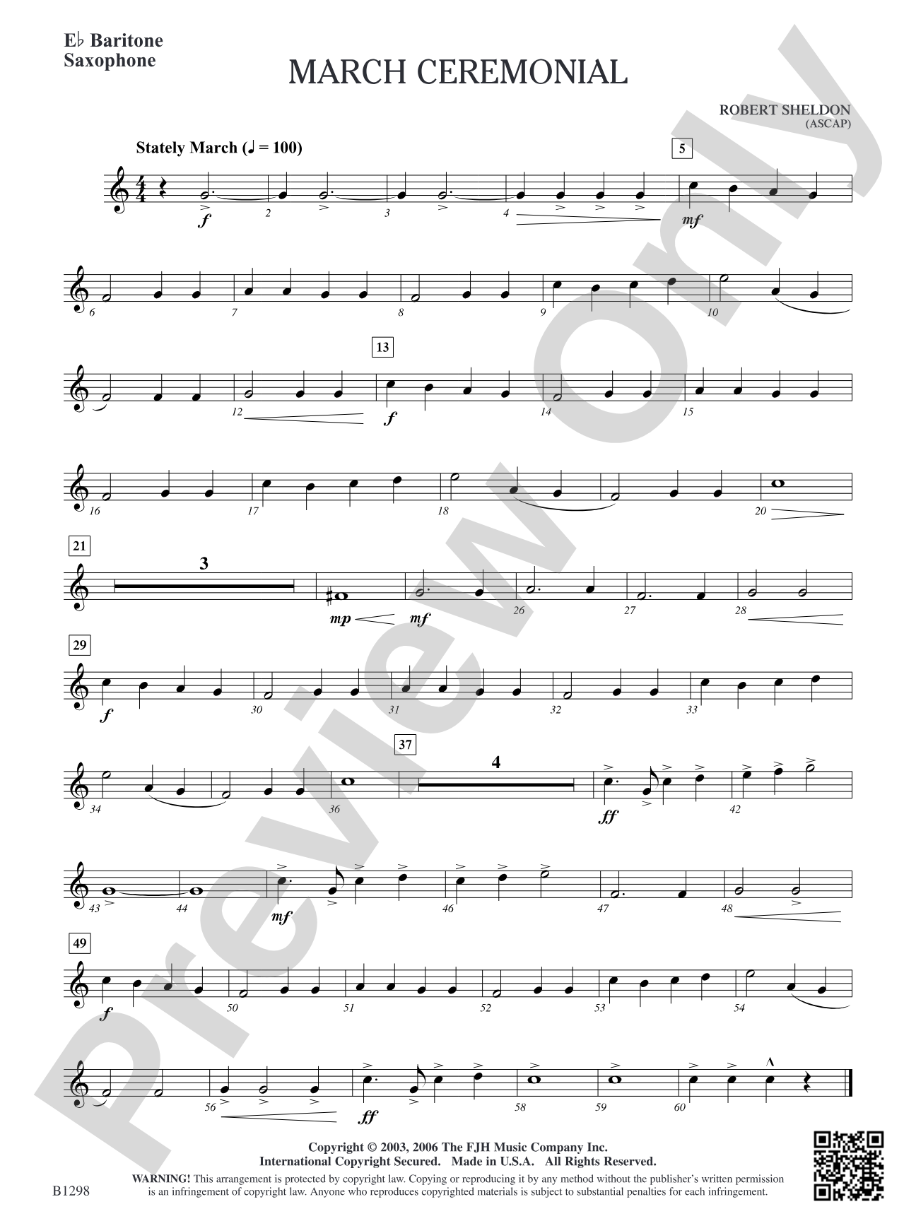 March Ceremonial: E-flat Baritone Saxophone