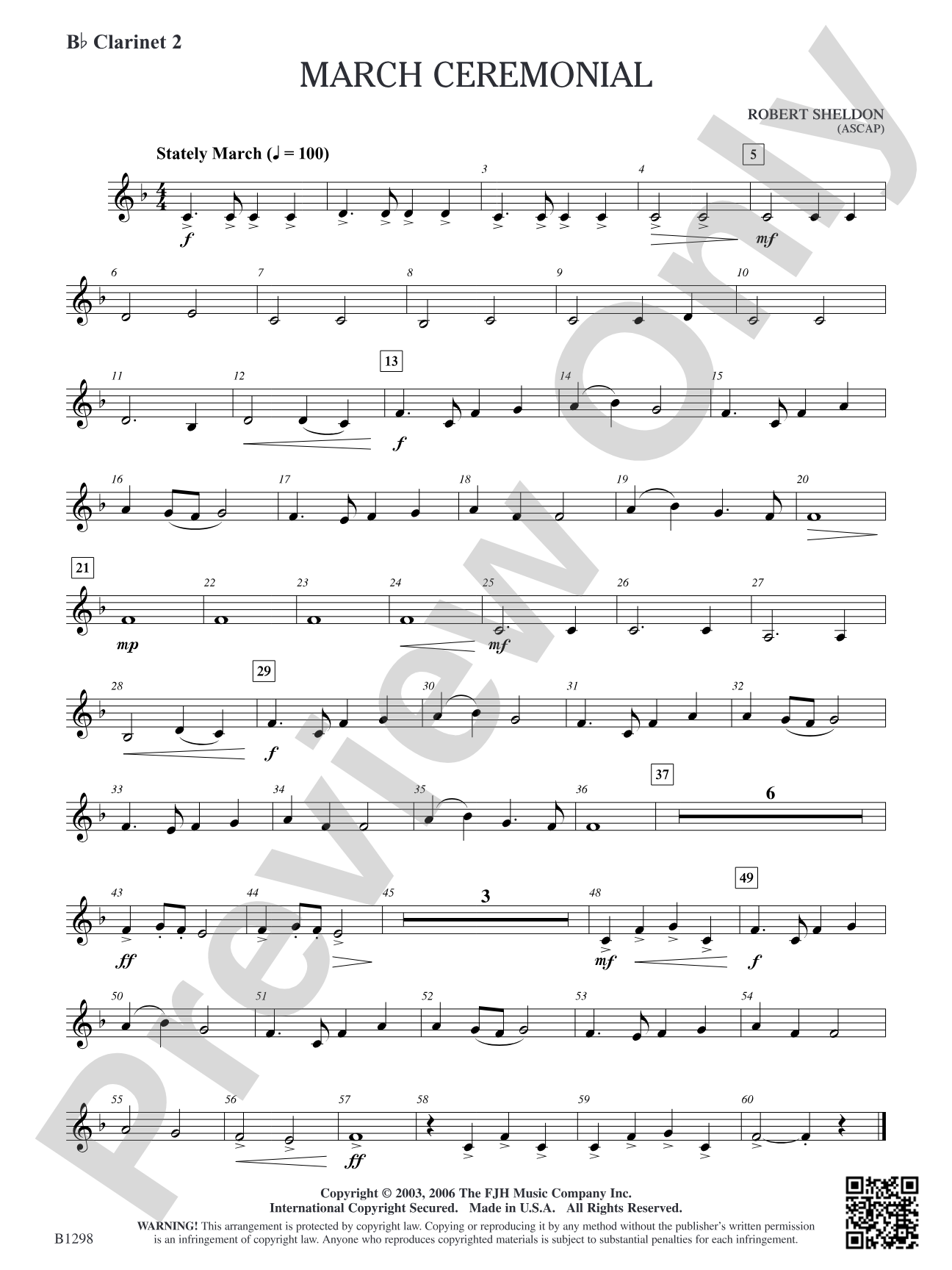 March Ceremonial: B-flat Clarinet 2