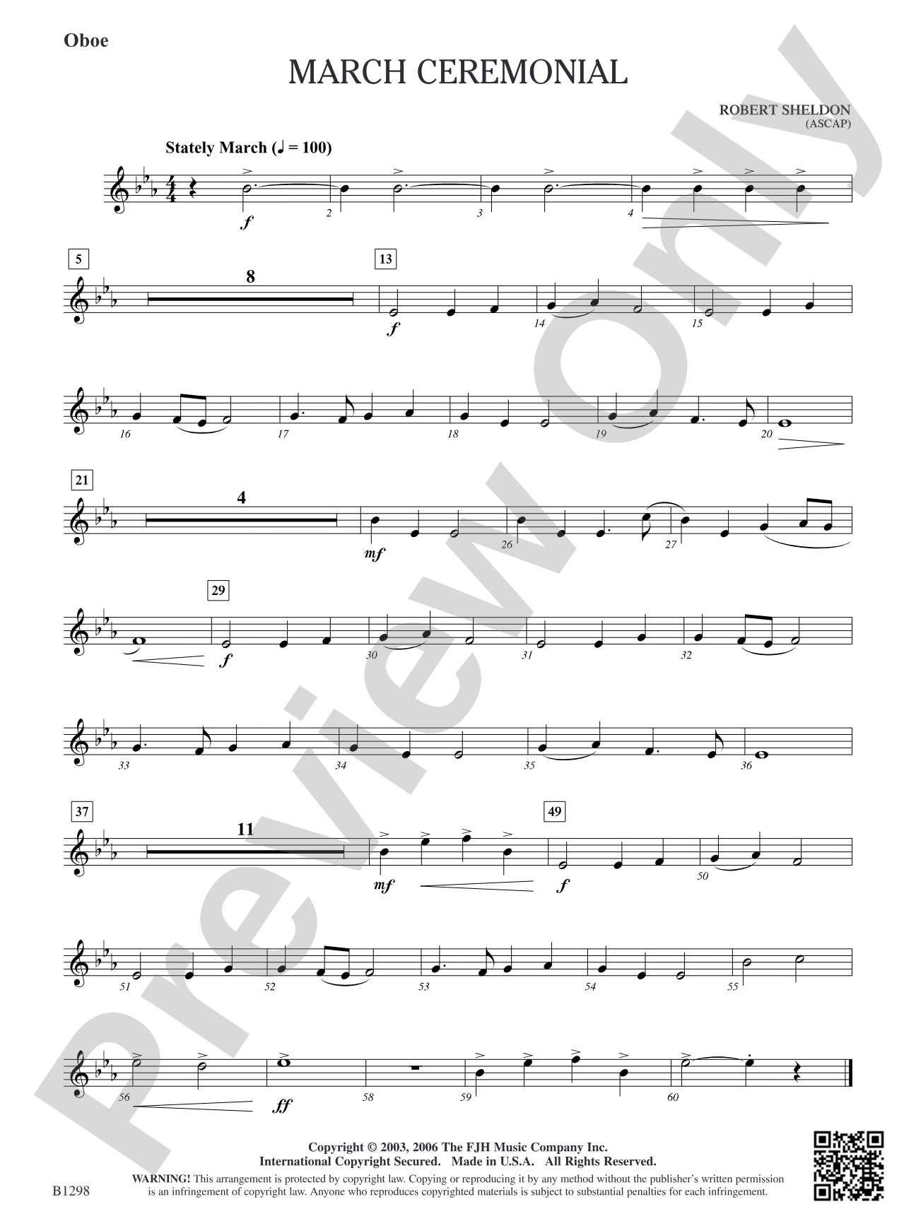 March Ceremonial: Oboe