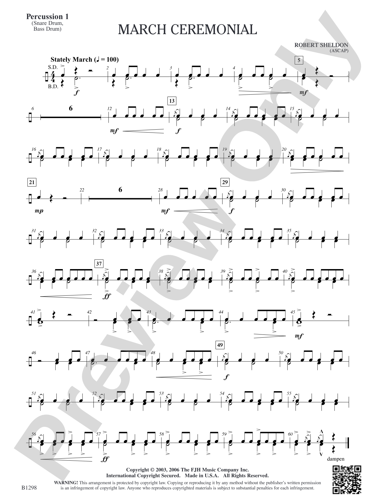 March Ceremonial: Percussion 1