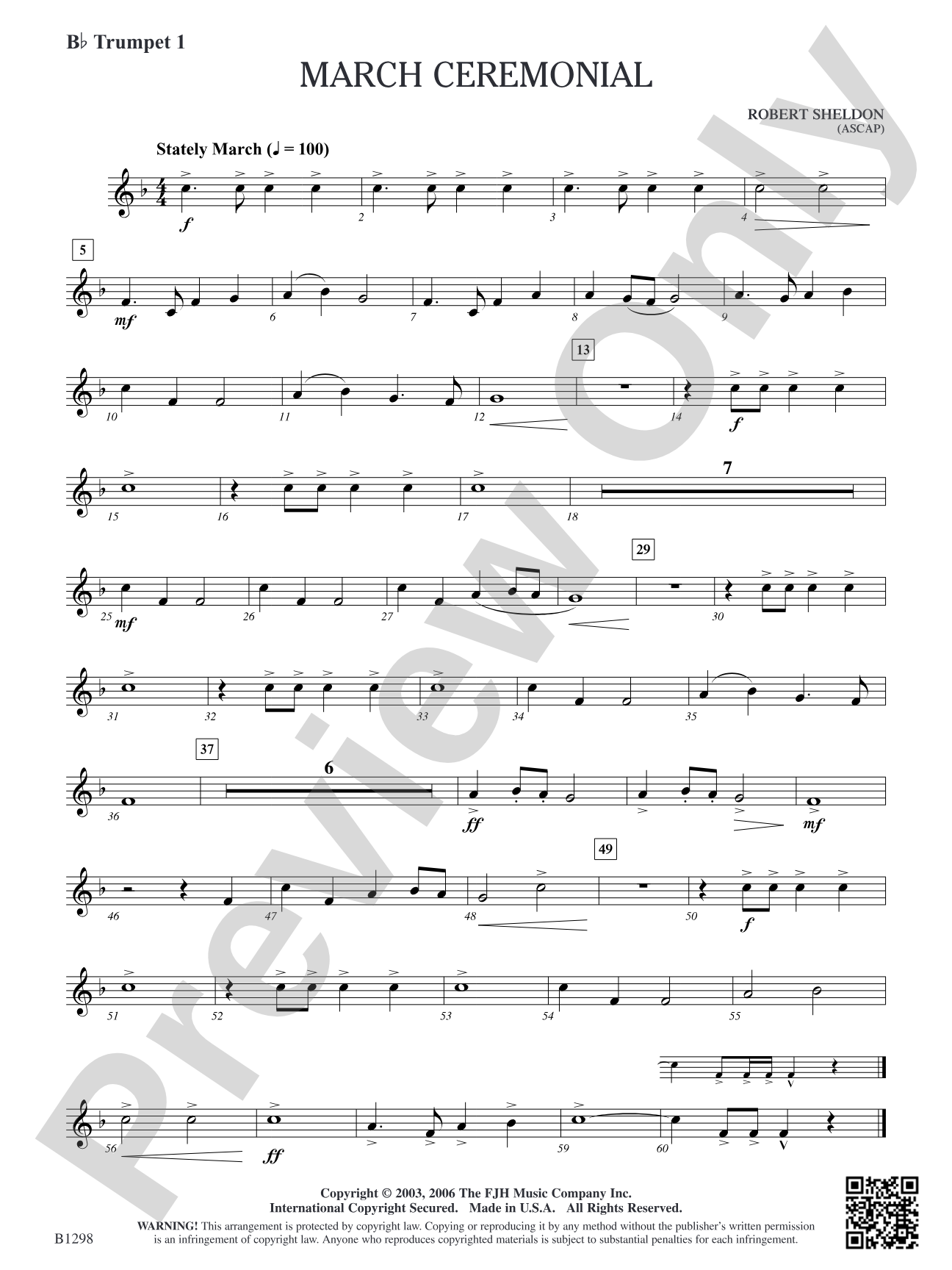 March Ceremonial: B-flat Trumpet 1
