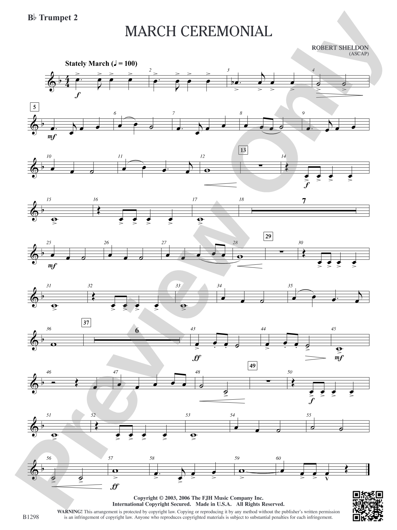 March Ceremonial: B-flat Trumpet 2