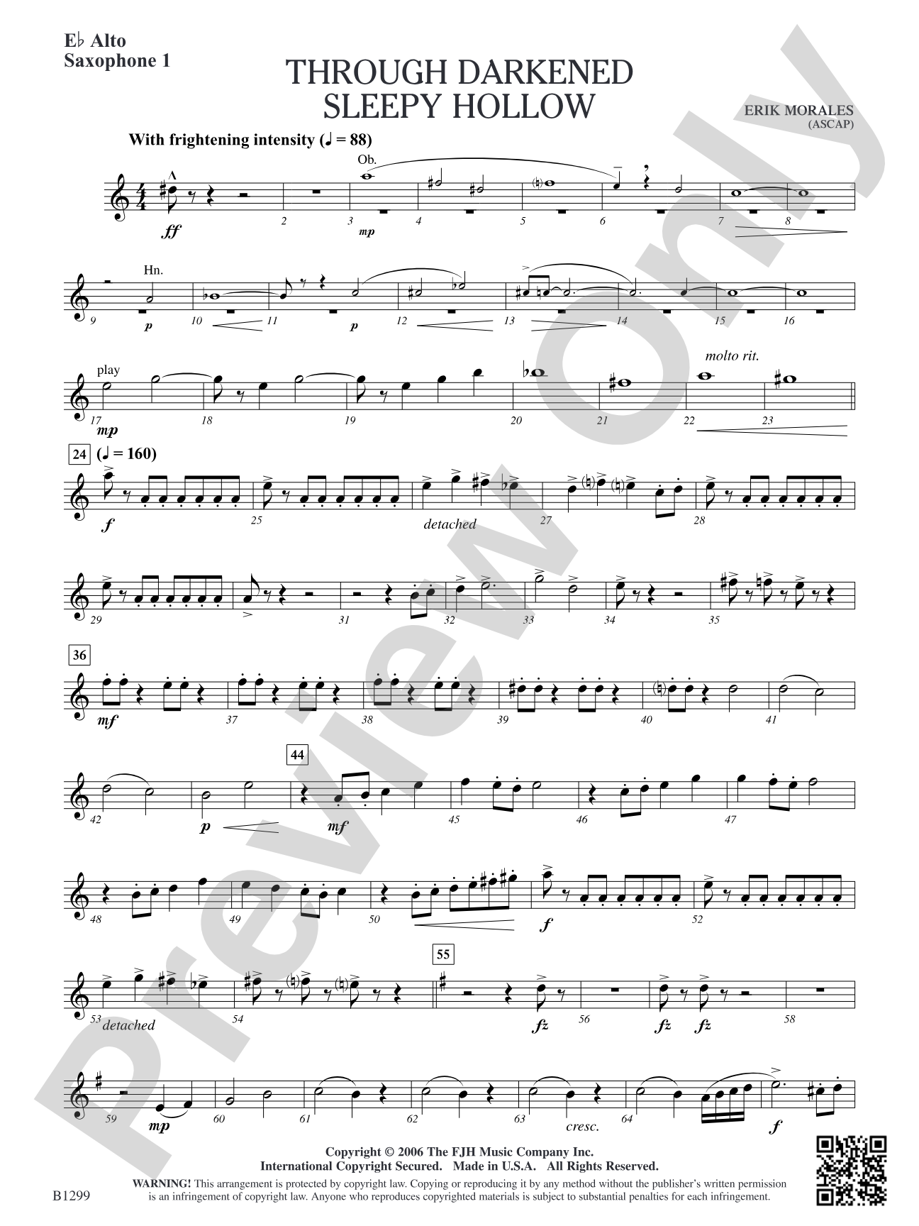 Through Darkened Sleepy Hollow: E-flat Alto Saxophone 1