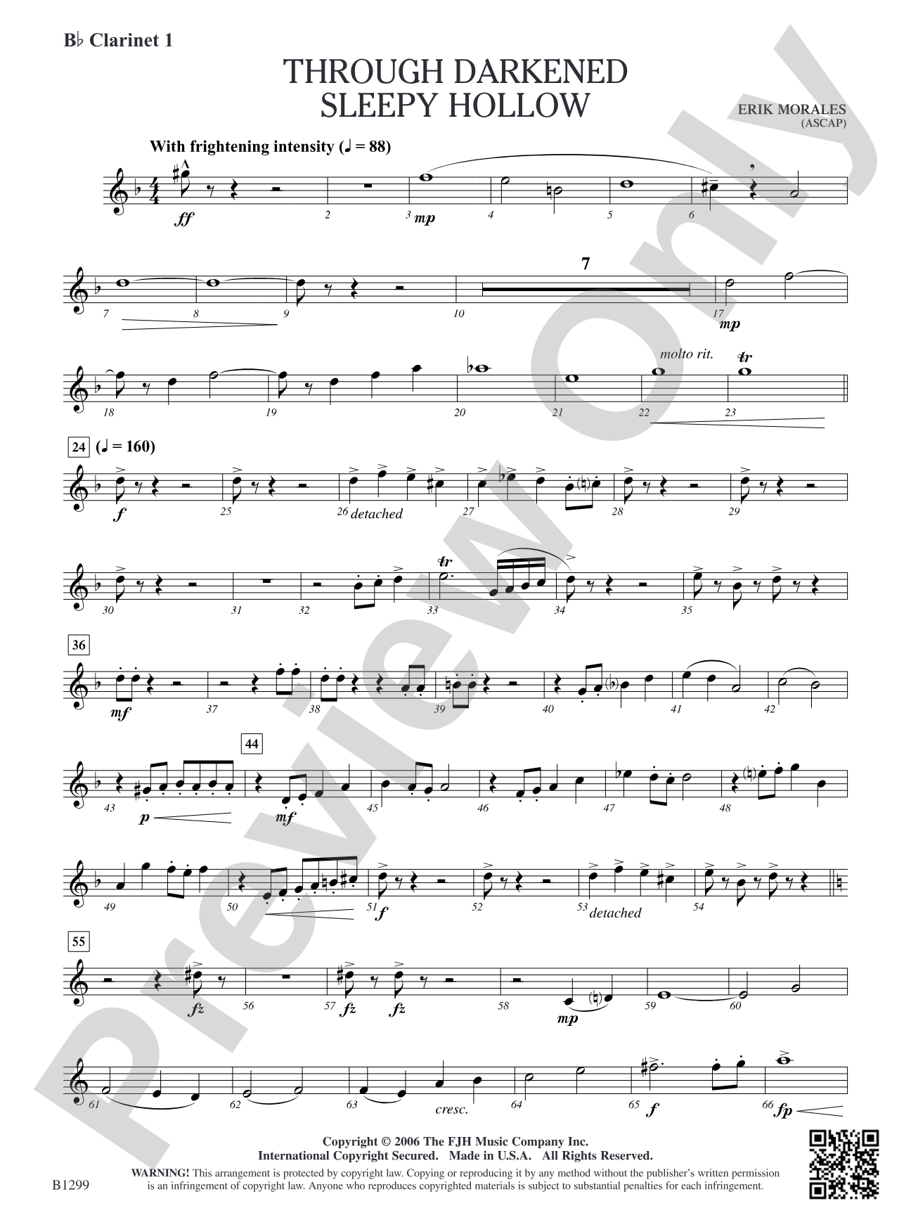 Through Darkened Sleepy Hollow: B-flat Clarinet 1