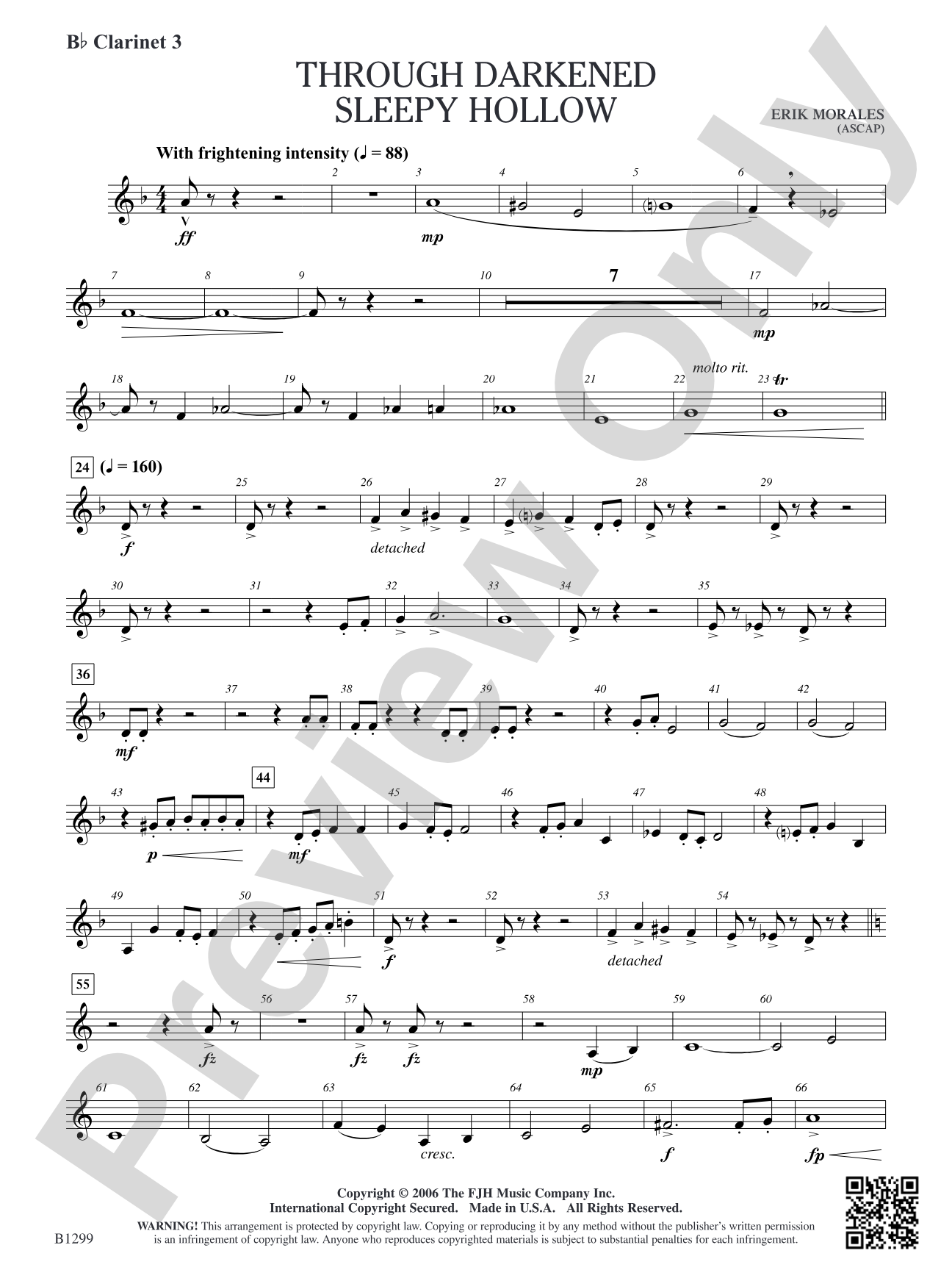 Through Darkened Sleepy Hollow: B-flat Clarinet 3