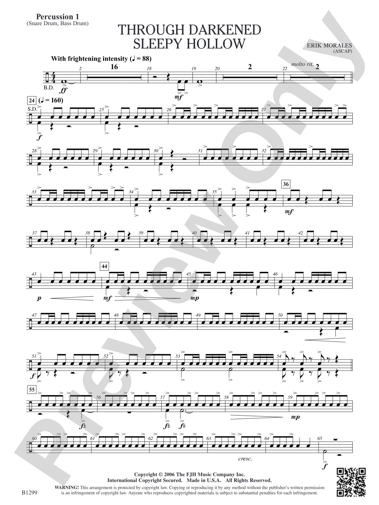 Through Darkened Sleepy Hollow: Percussion 1