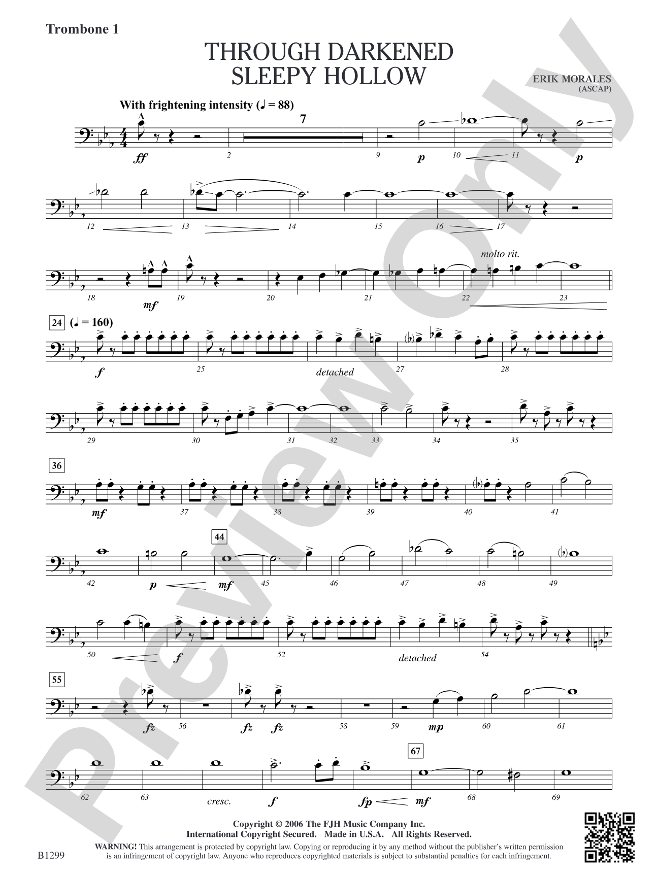 Through Darkened Sleepy Hollow: Trombone 1