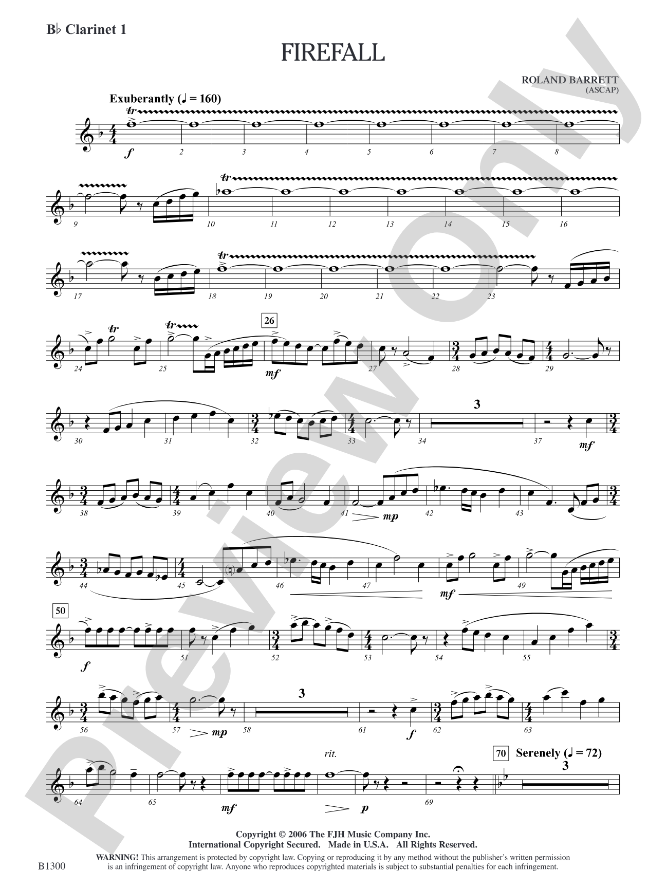 Firefall: B-flat Clarinet 1