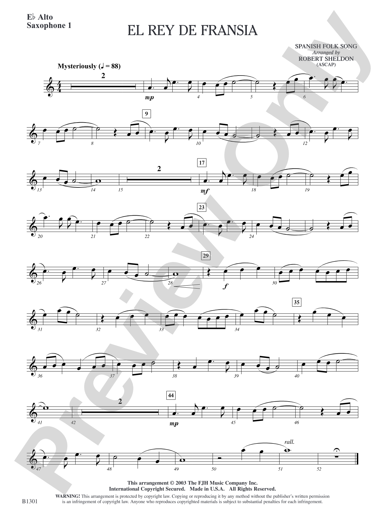 El rey de Fransia: E-flat Alto Saxophone 1