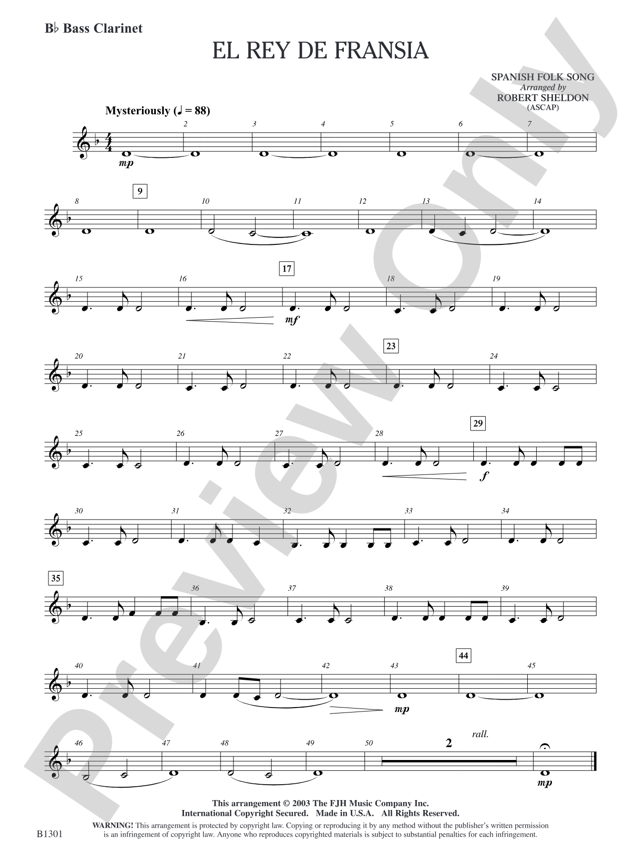 El rey de Fransia: B-flat Bass Clarinet