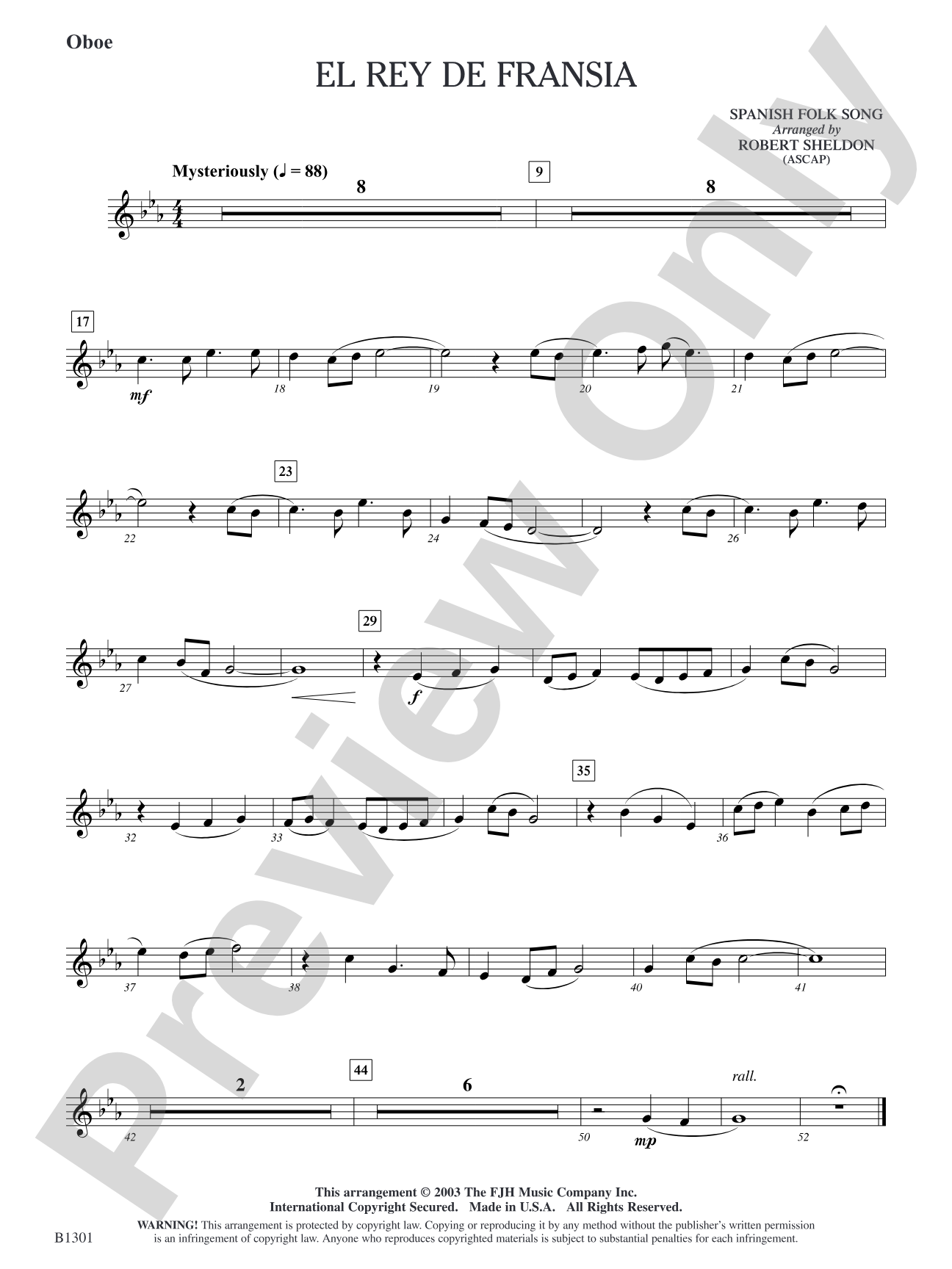 El rey de Fransia: Oboe