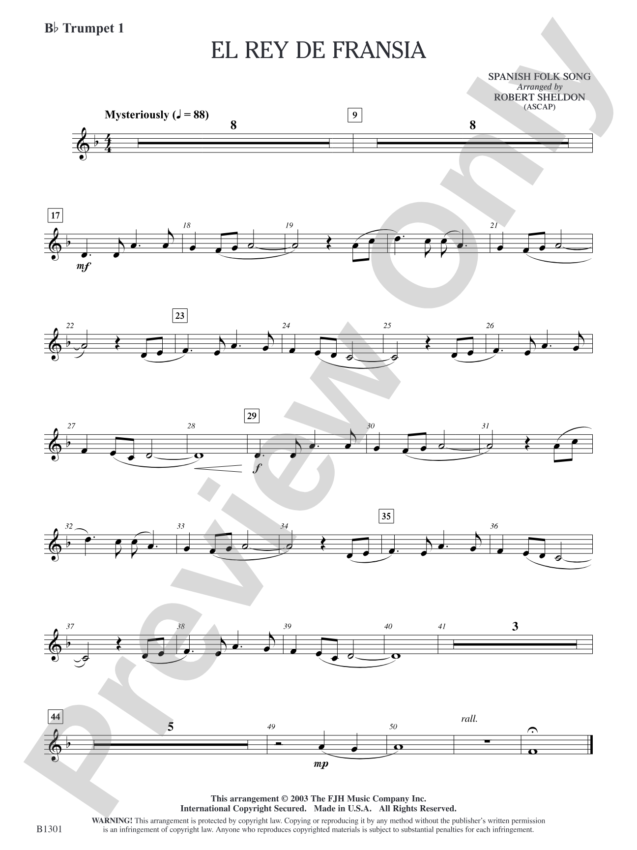 El rey de Fransia: B-flat Trumpet 1