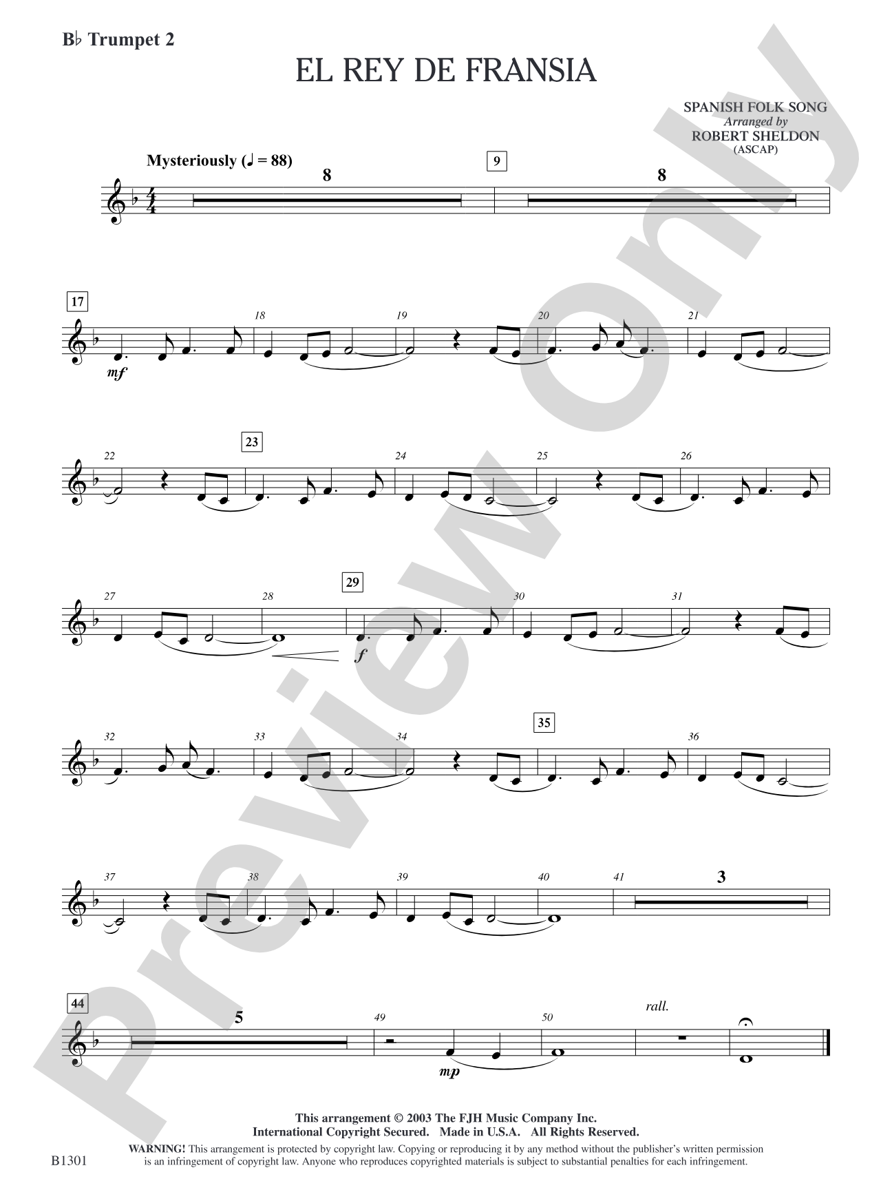 El rey de Fransia: B-flat Trumpet 2