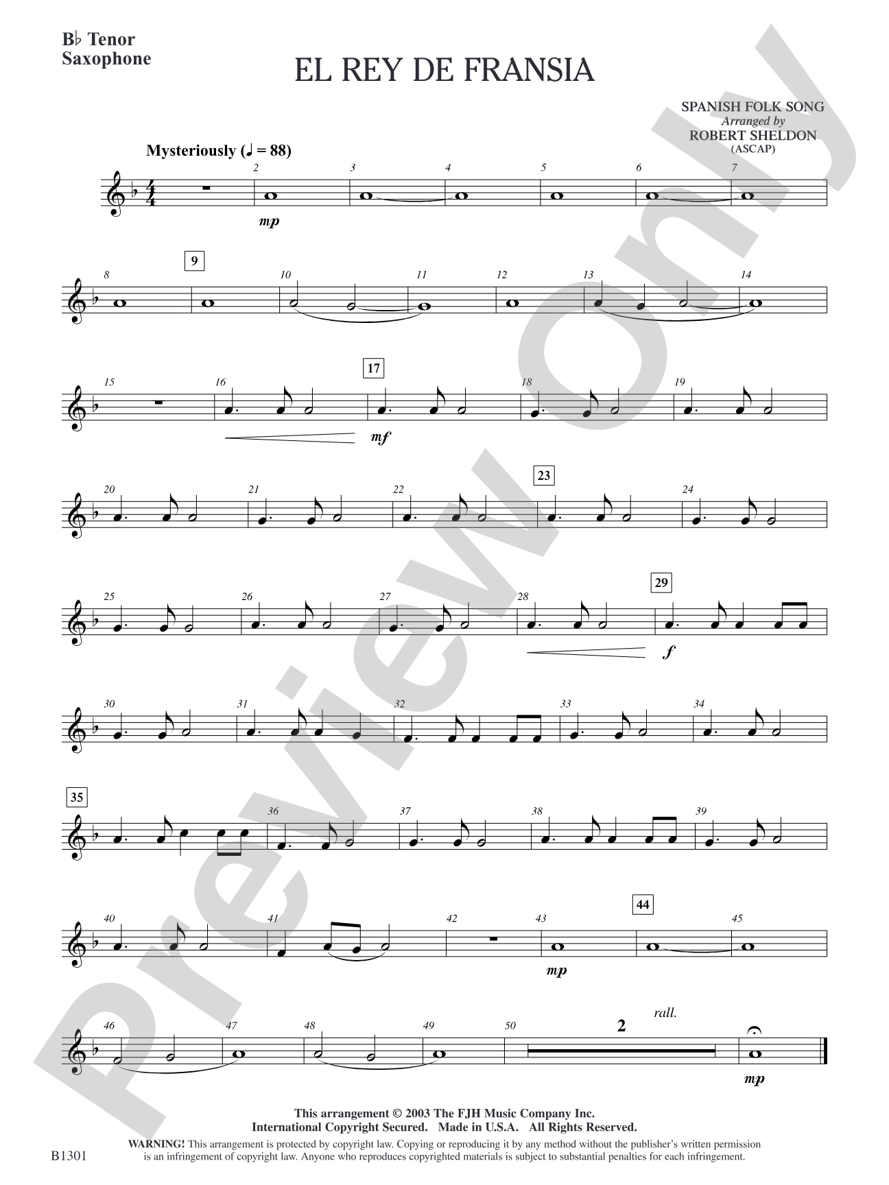El rey de Fransia: B-flat Tenor Saxophone