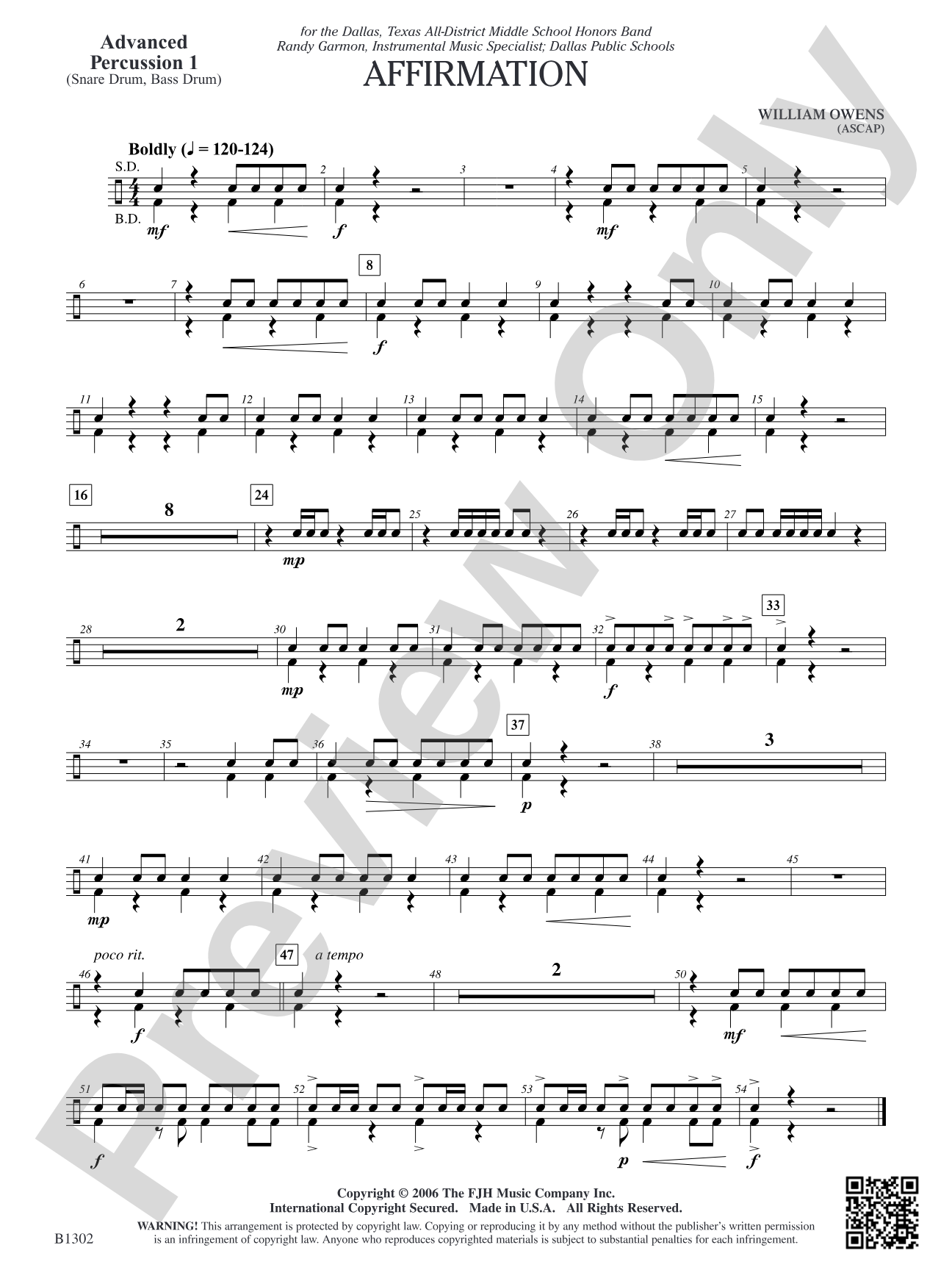 Affirmation: Advanced Percussion 1