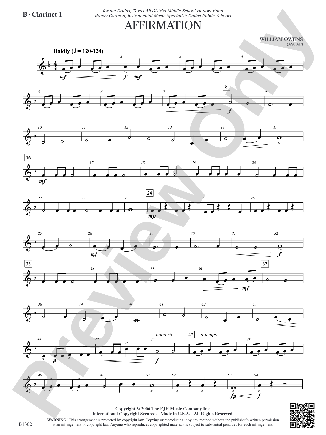 Affirmation: B-flat Clarinet 1