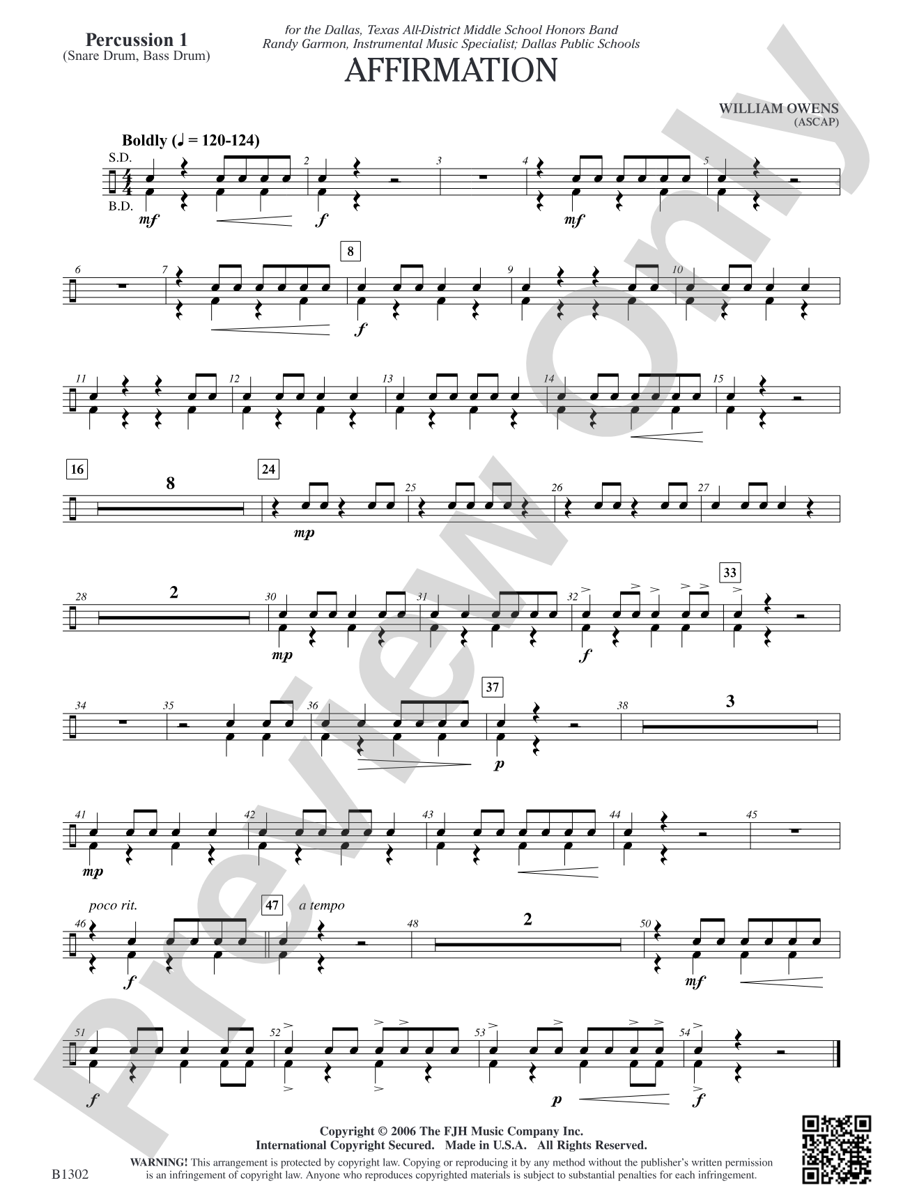 Affirmation: Percussion 1