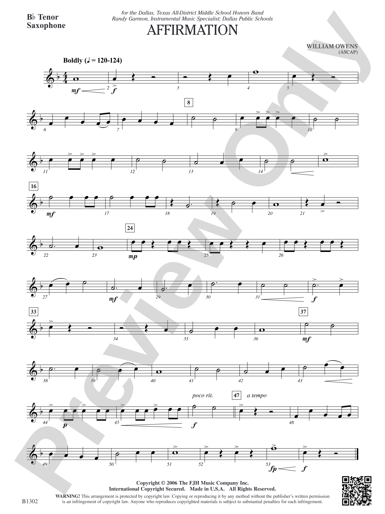 Affirmation: B-flat Tenor Saxophone