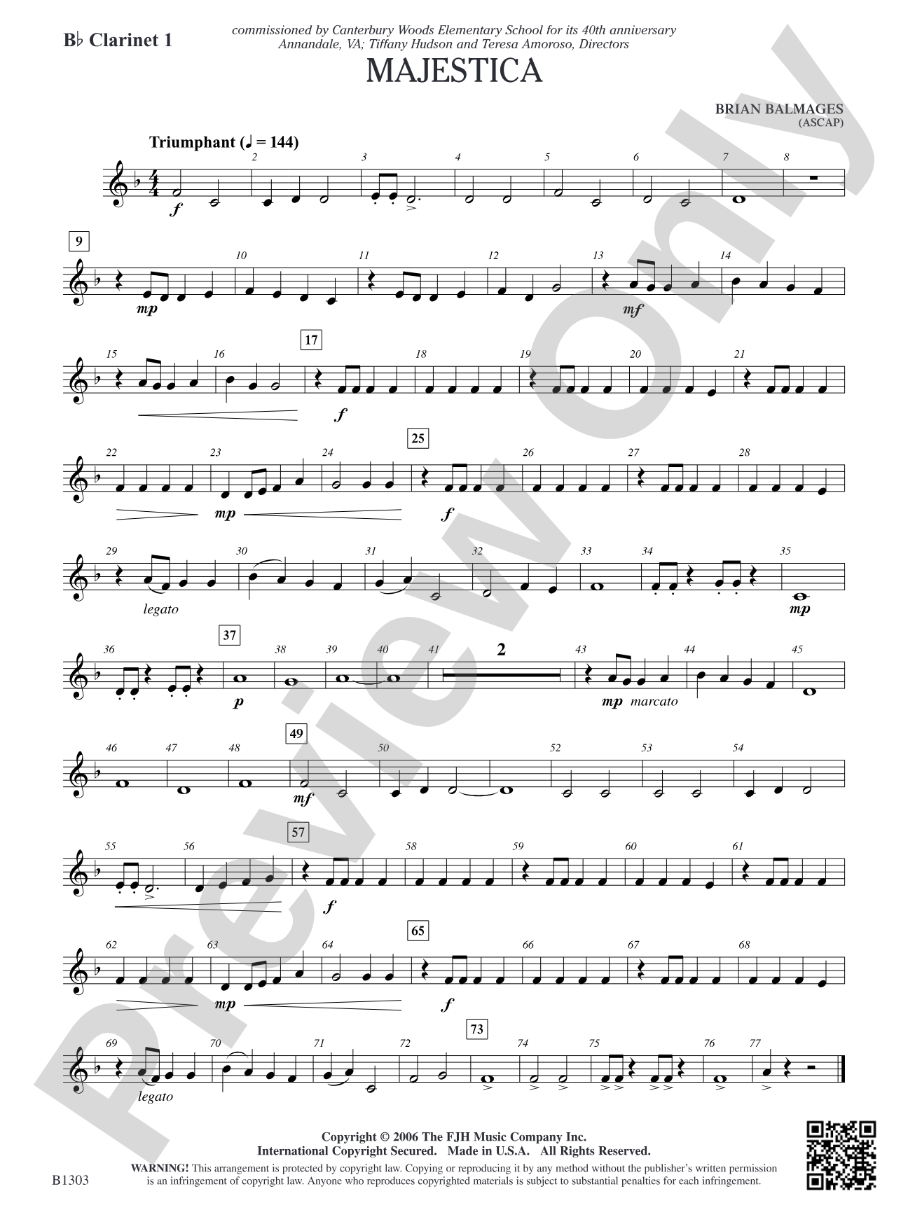 Majestica: B-flat Clarinet 1