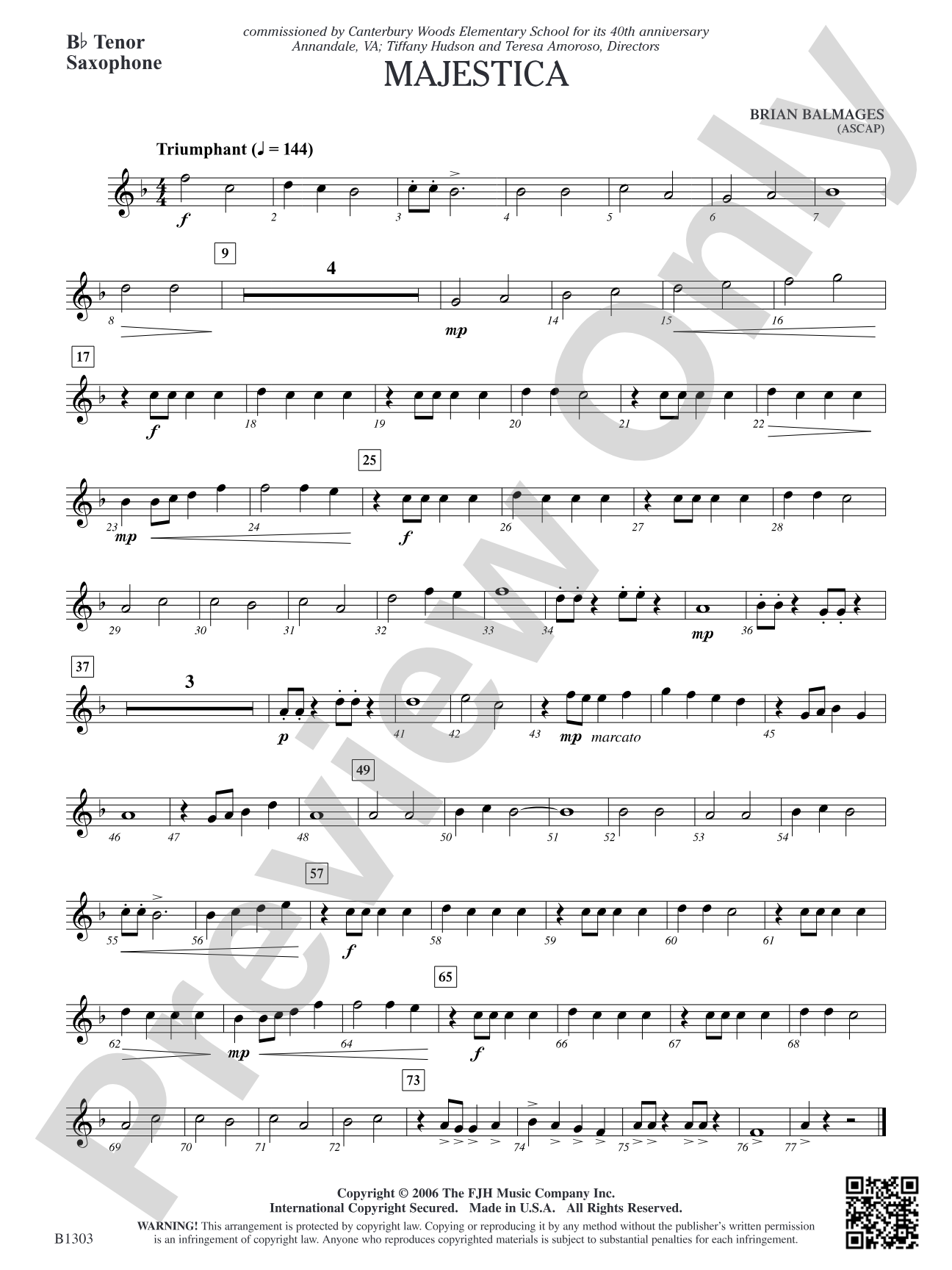 Majestica: B-flat Tenor Saxophone