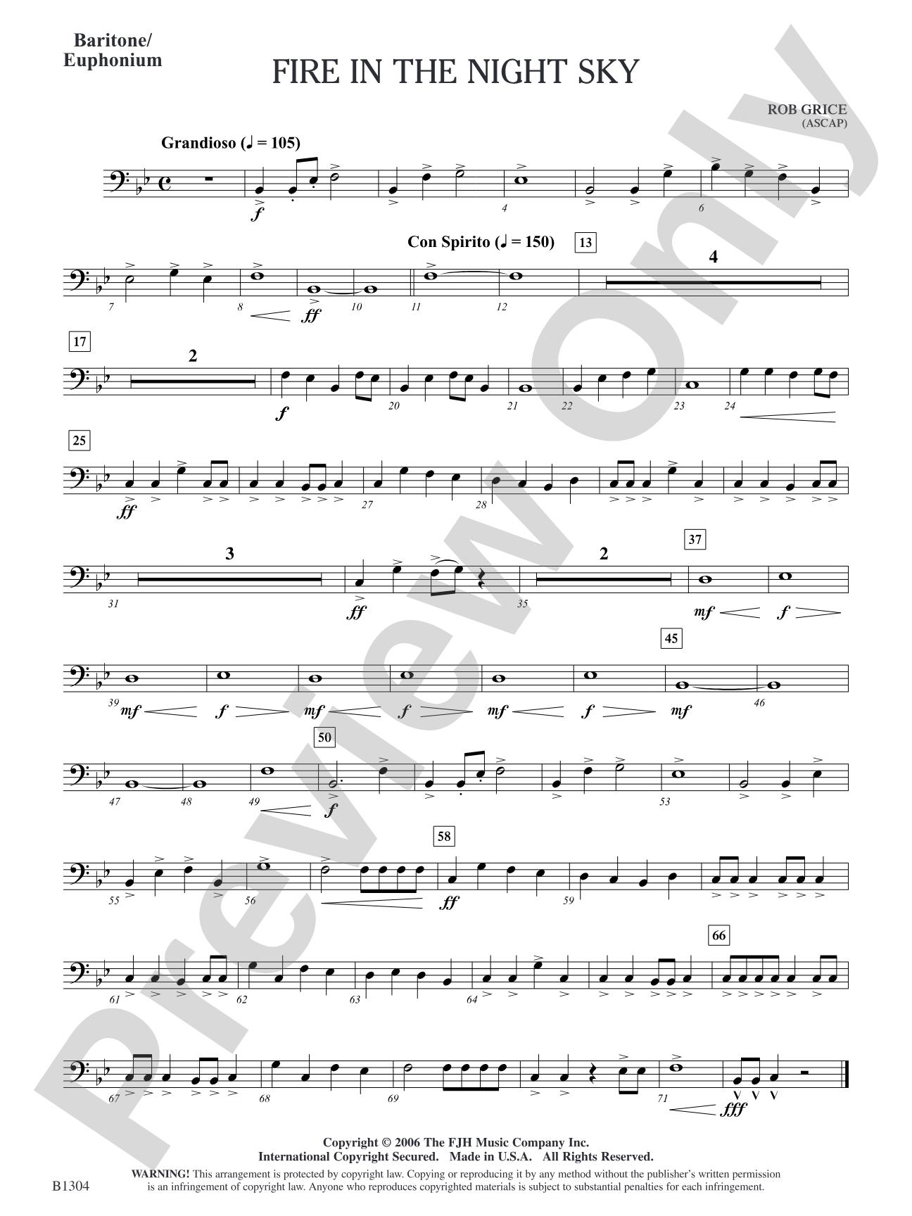 Fire in the Night Sky: Baritone/Euphonium
