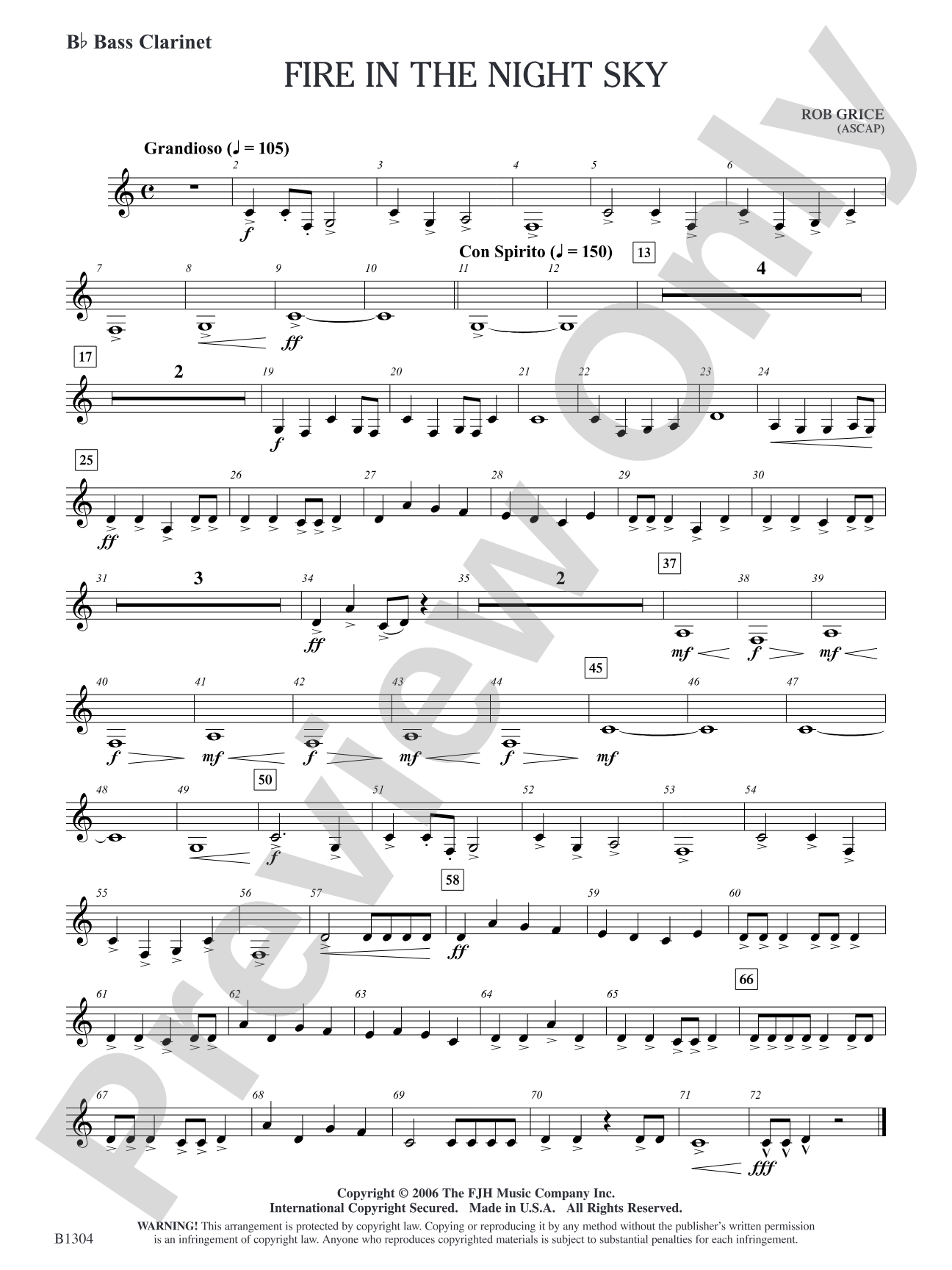 Fire in the Night Sky: B-flat Bass Clarinet