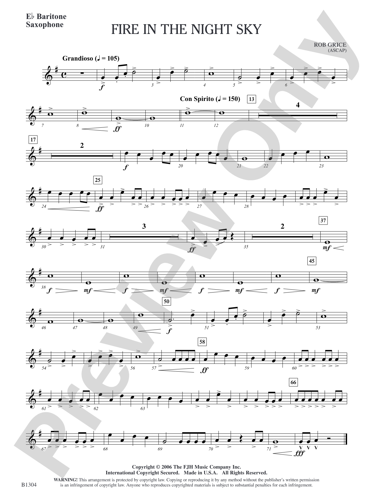 Fire in the Night Sky: E-flat Baritone Saxophone