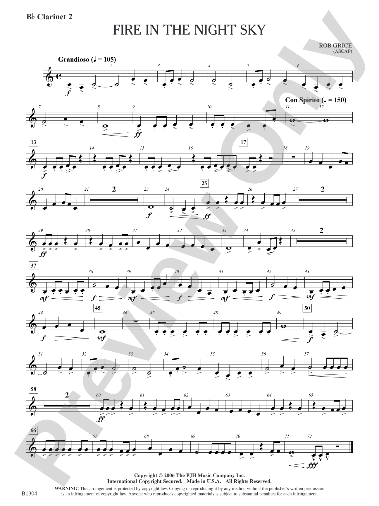 Fire in the Night Sky: B-flat Clarinet 2