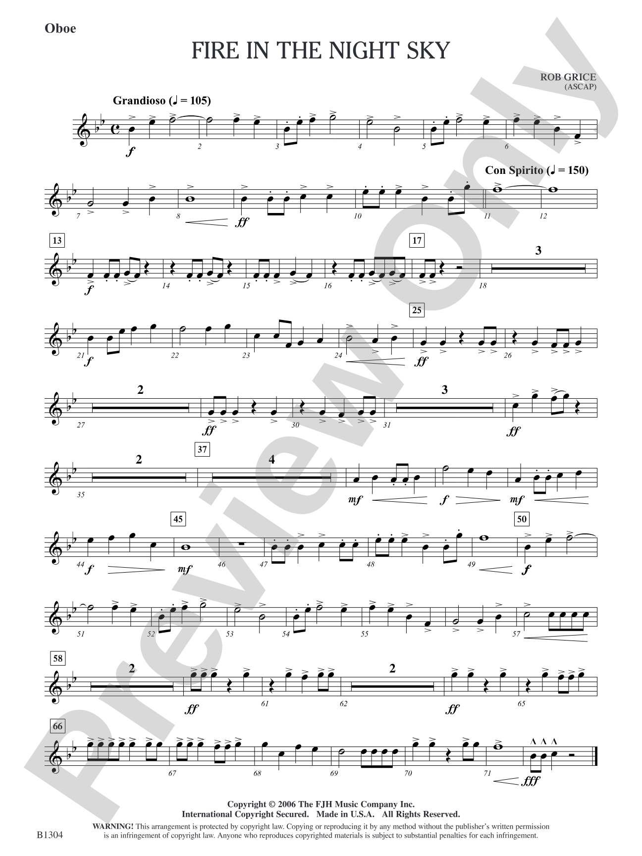 Fire in the Night Sky: Oboe