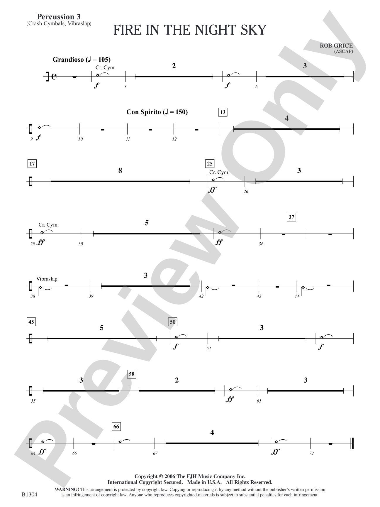 Fire in the Night Sky: Percussion 3