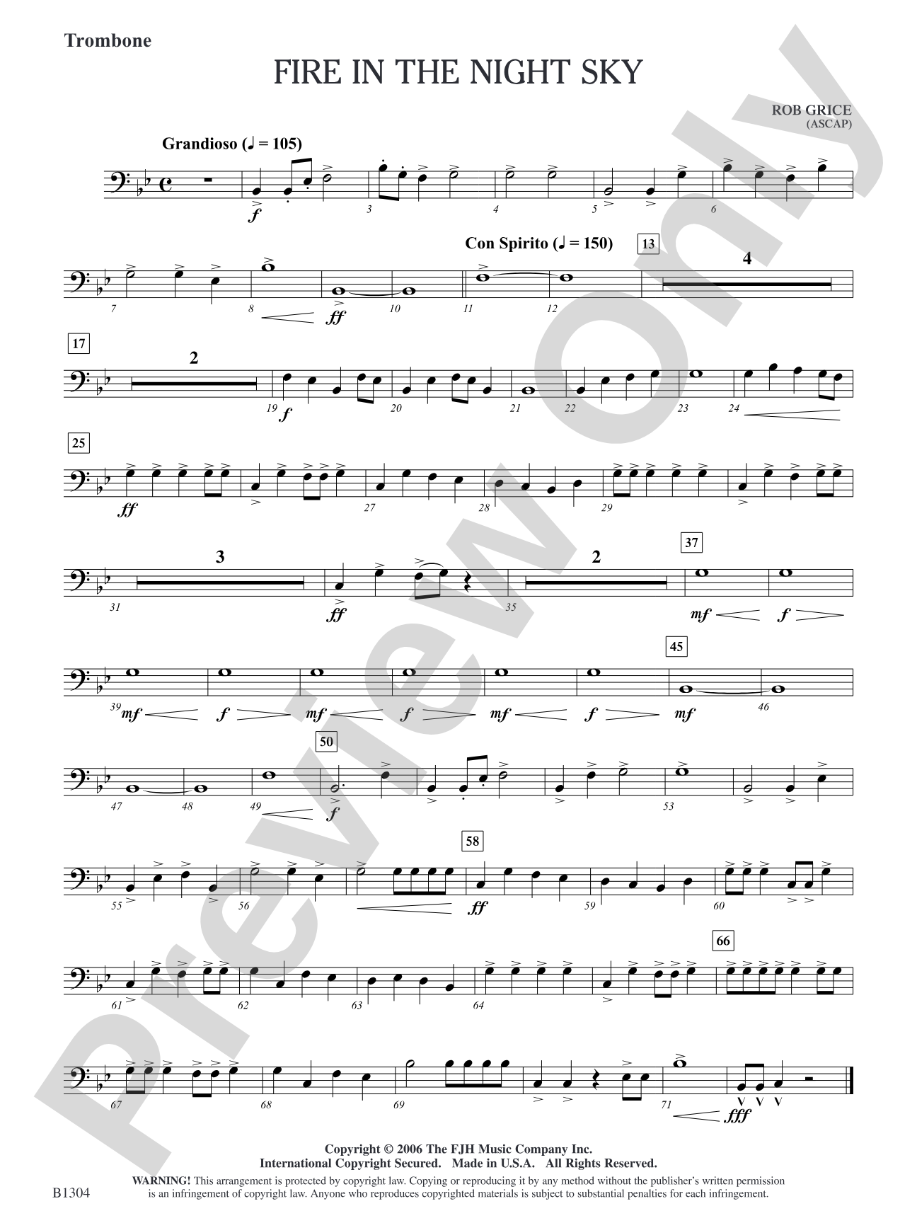 Fire in the Night Sky: Trombone