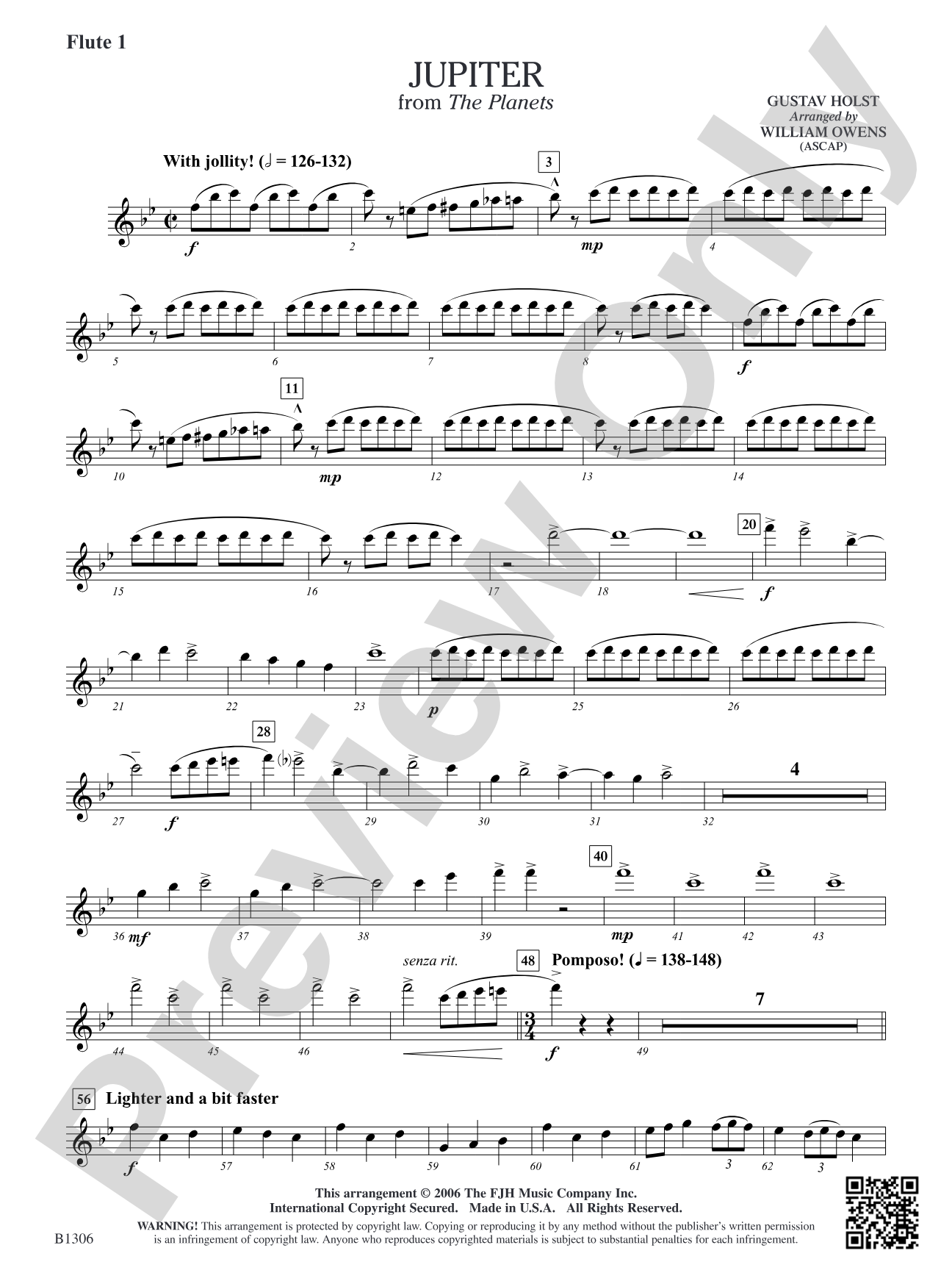 Jupiter (from The Planets): Flute 1