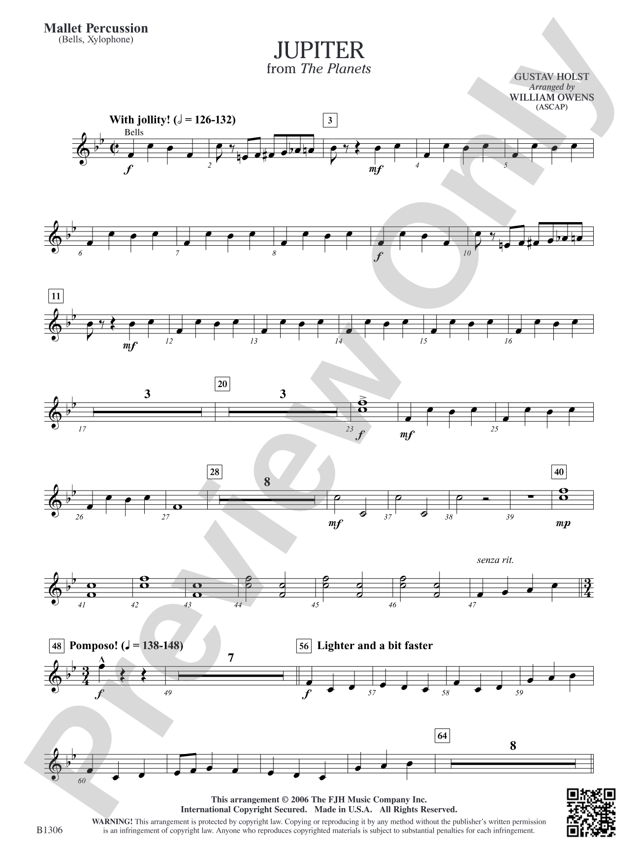 Jupiter (from The Planets): Mallet Percussion