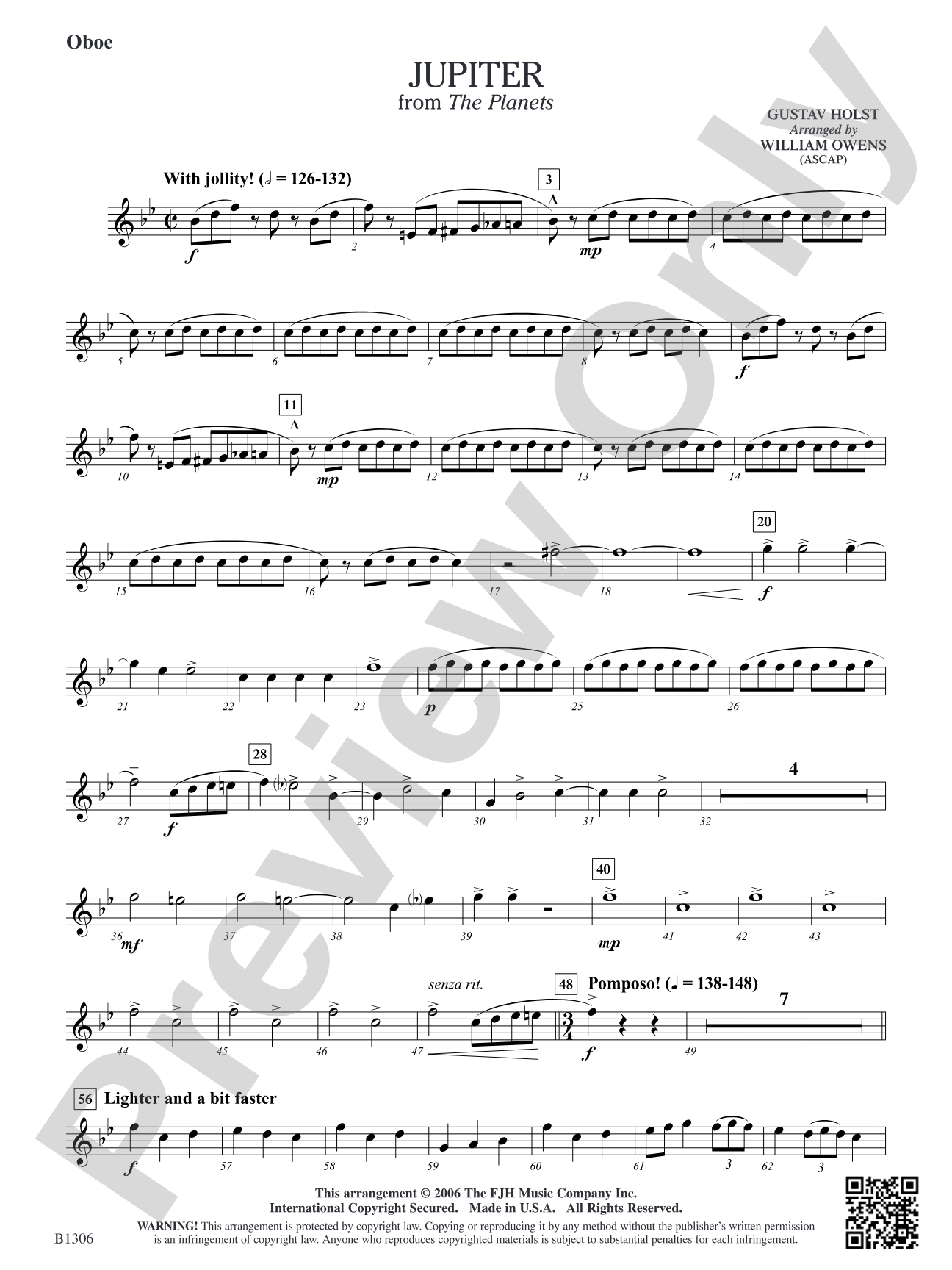 Jupiter (from The Planets): Oboe