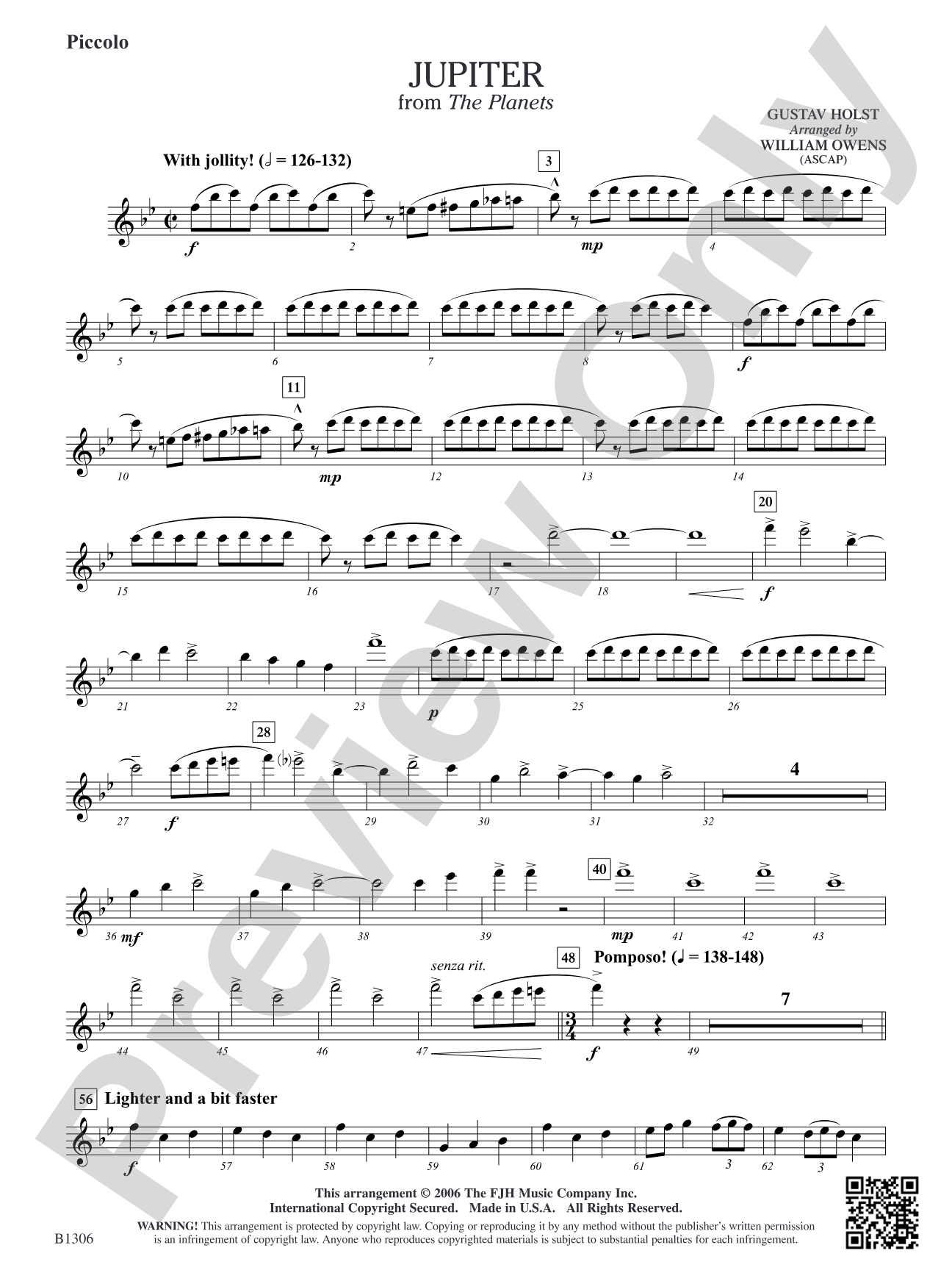 Jupiter (from The Planets): Piccolo