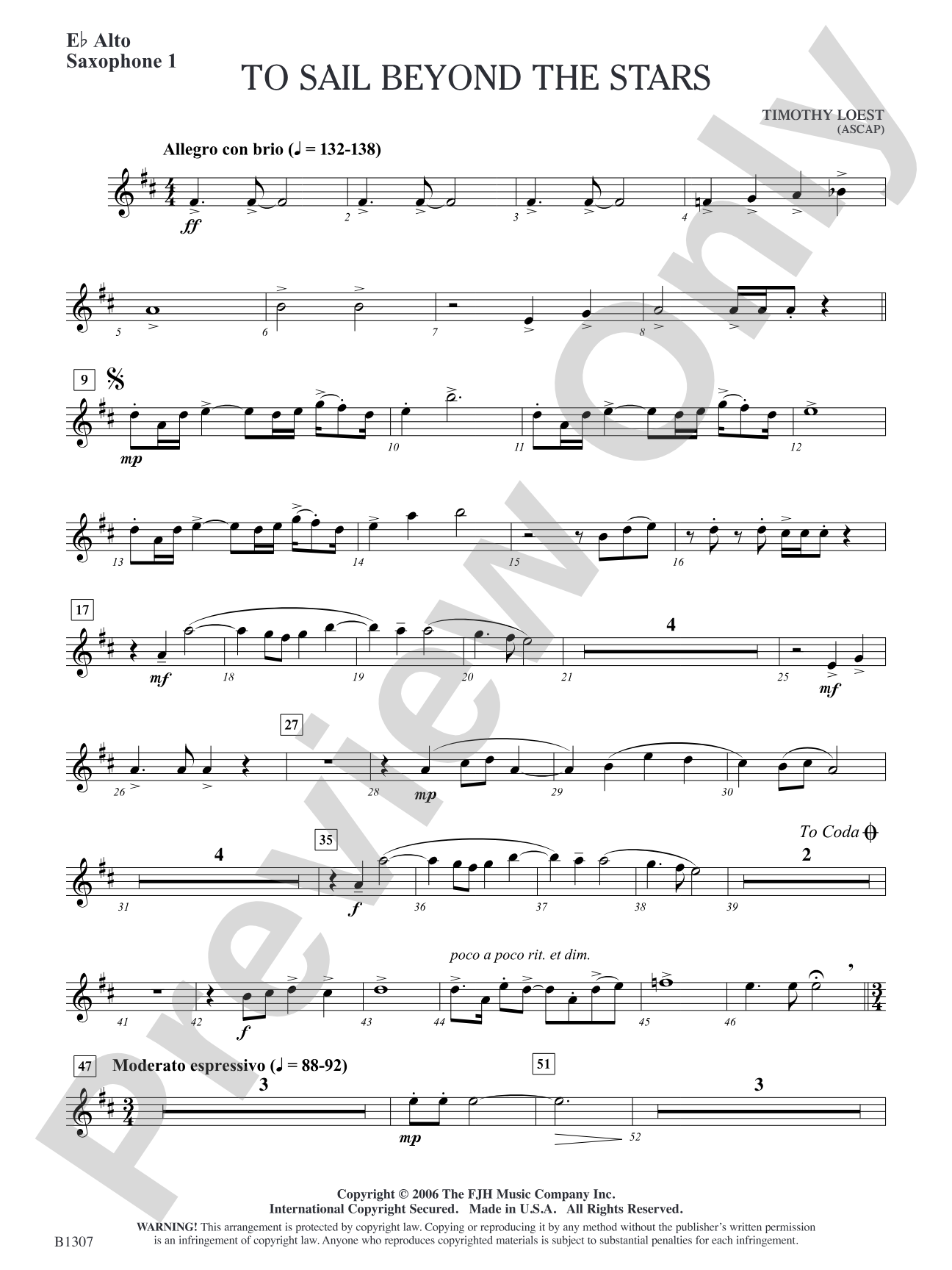 To Sail Beyond the Stars: E-flat Alto Saxophone 1