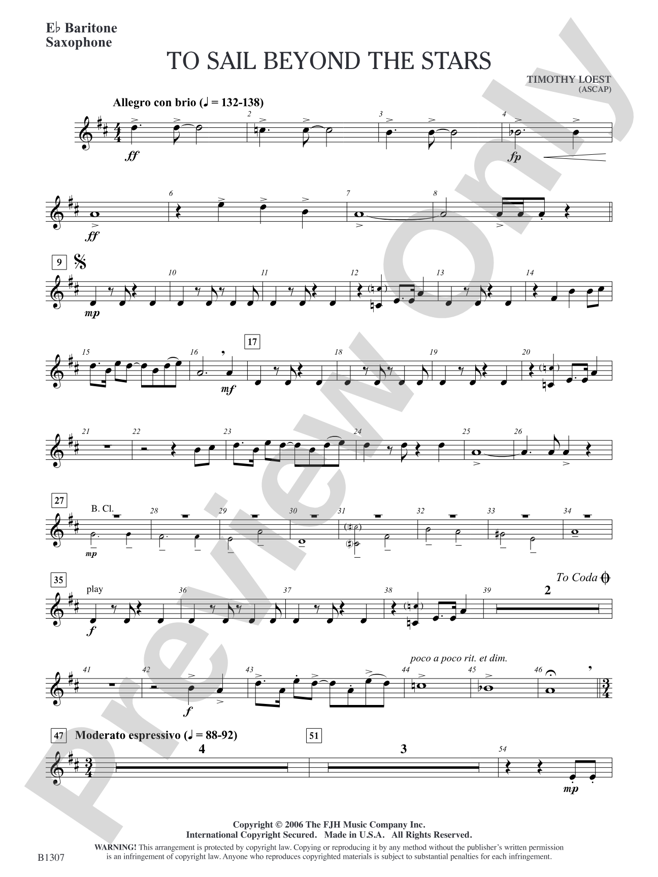To Sail Beyond the Stars: E-flat Baritone Saxophone