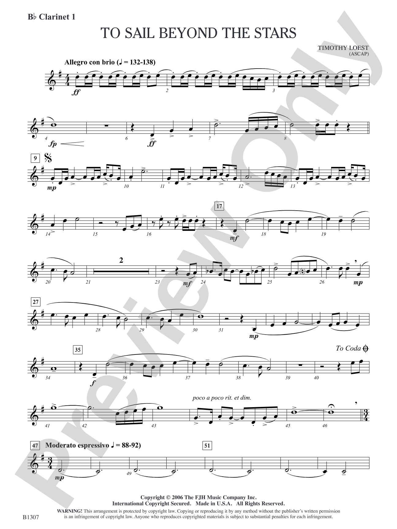 To Sail Beyond the Stars: B-flat Clarinet 1