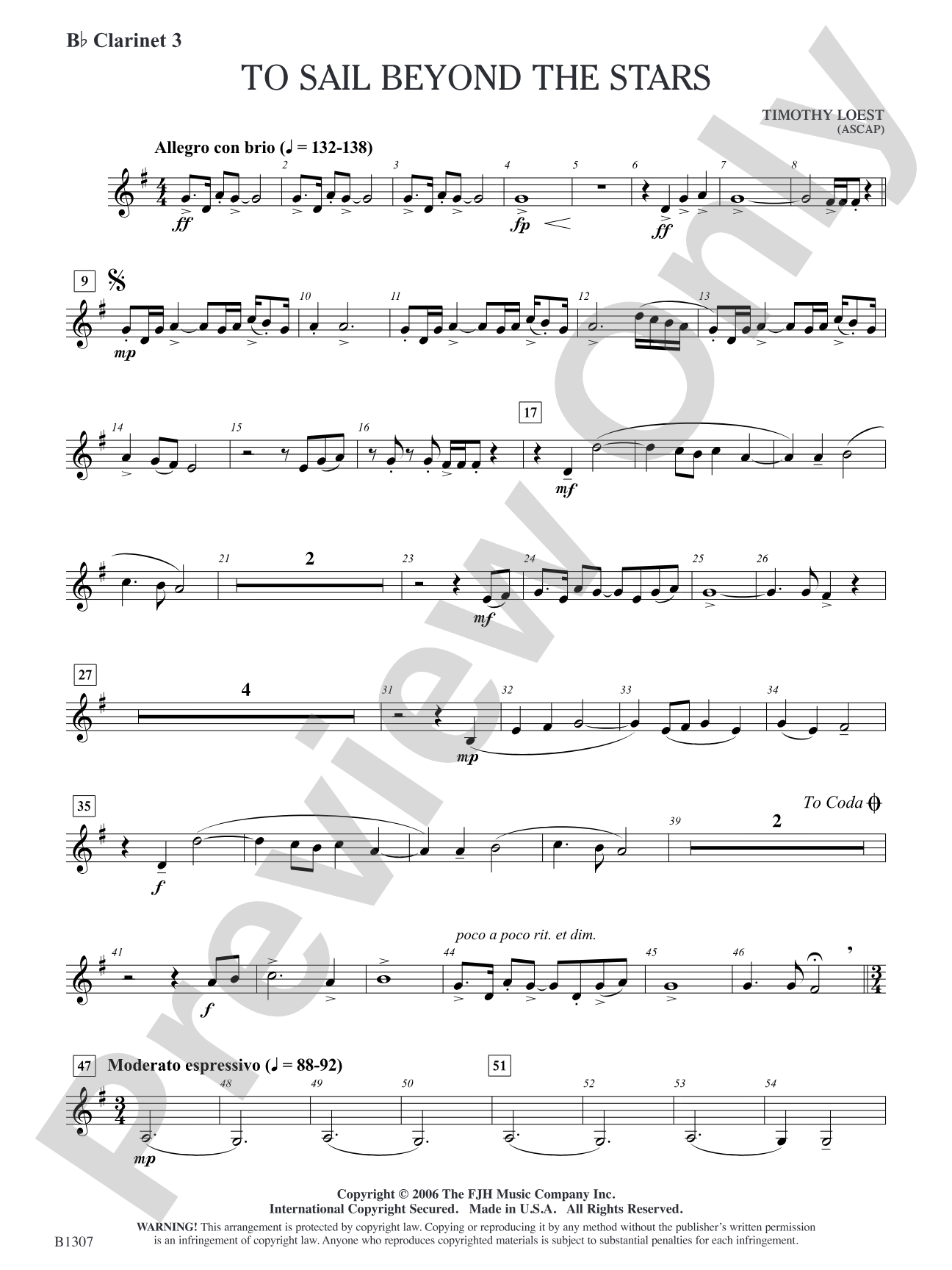 To Sail Beyond the Stars: B-flat Clarinet 3