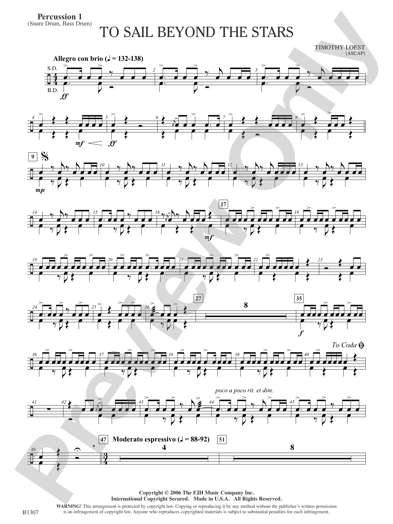 To Sail Beyond the Stars: Percussion 1