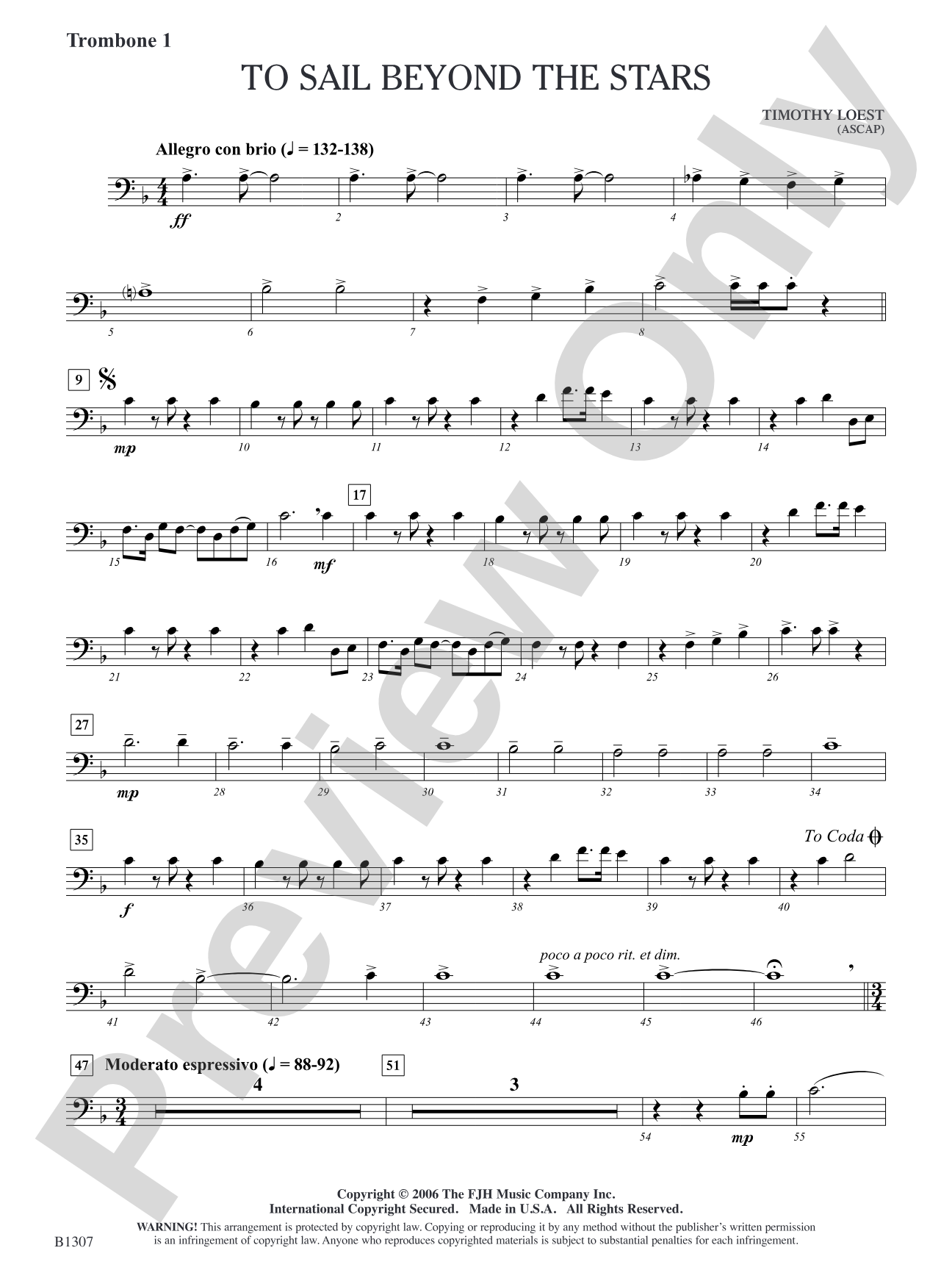 To Sail Beyond the Stars: Trombone 1
