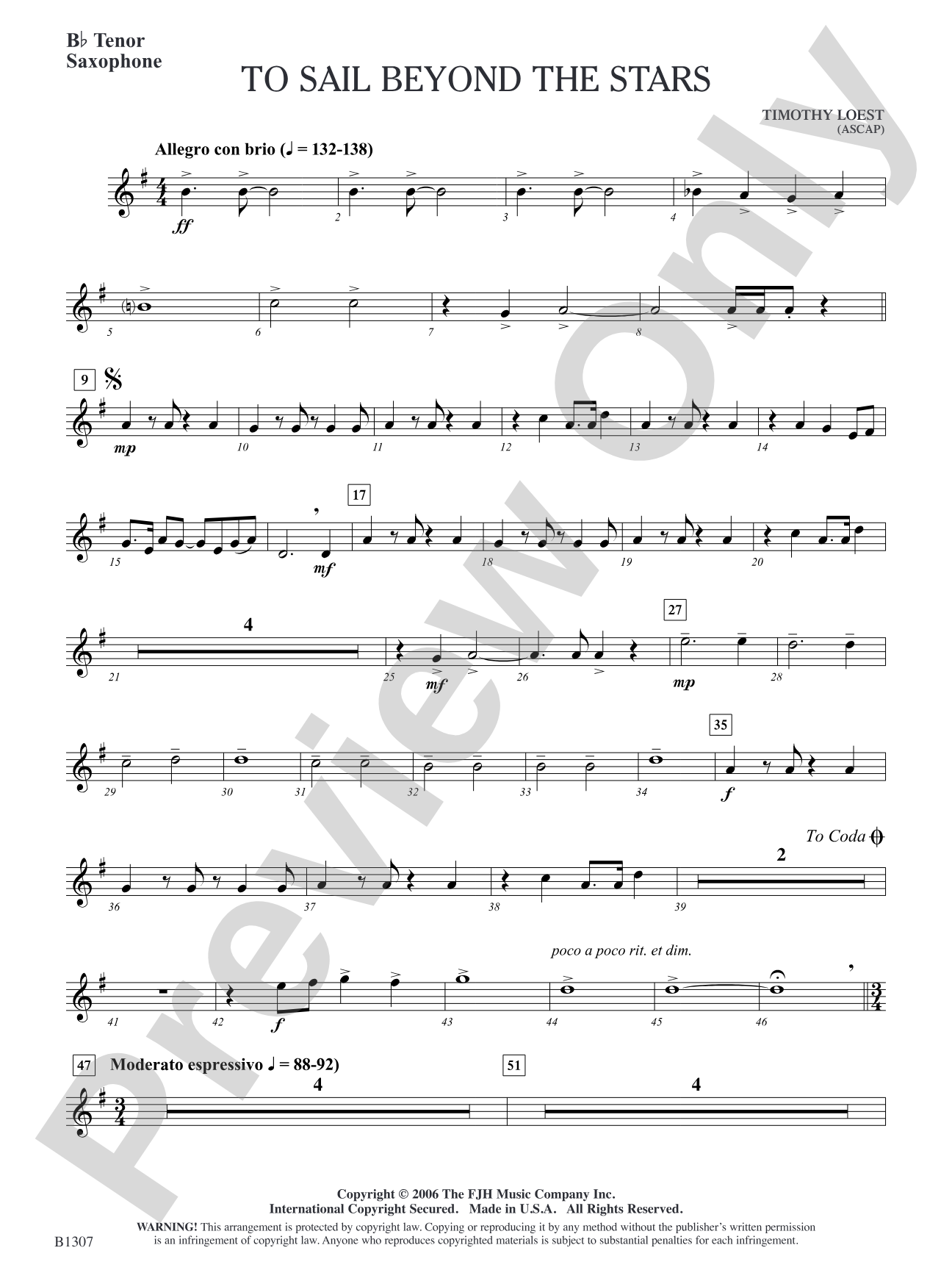 To Sail Beyond the Stars: B-flat Tenor Saxophone