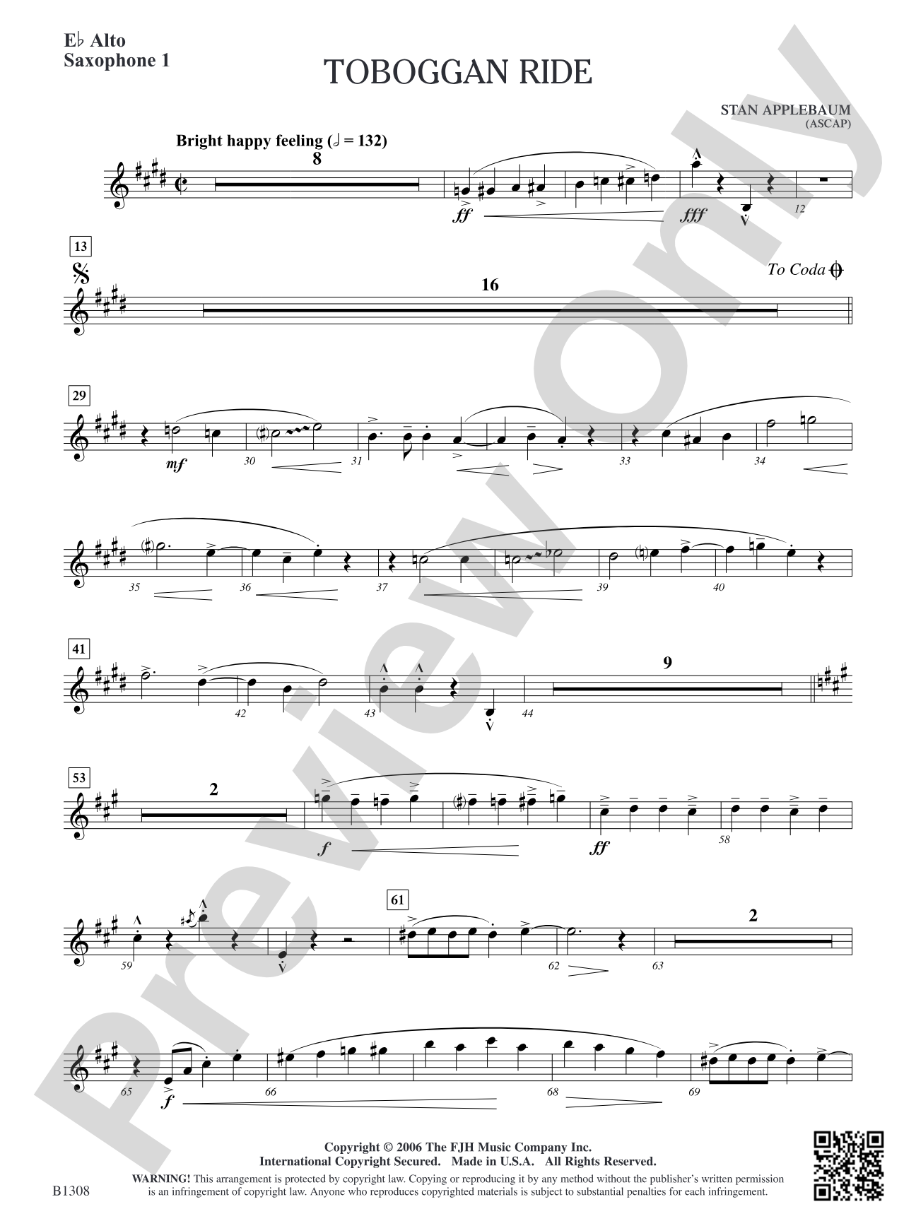 Toboggan Ride: E-flat Alto Saxophone 1