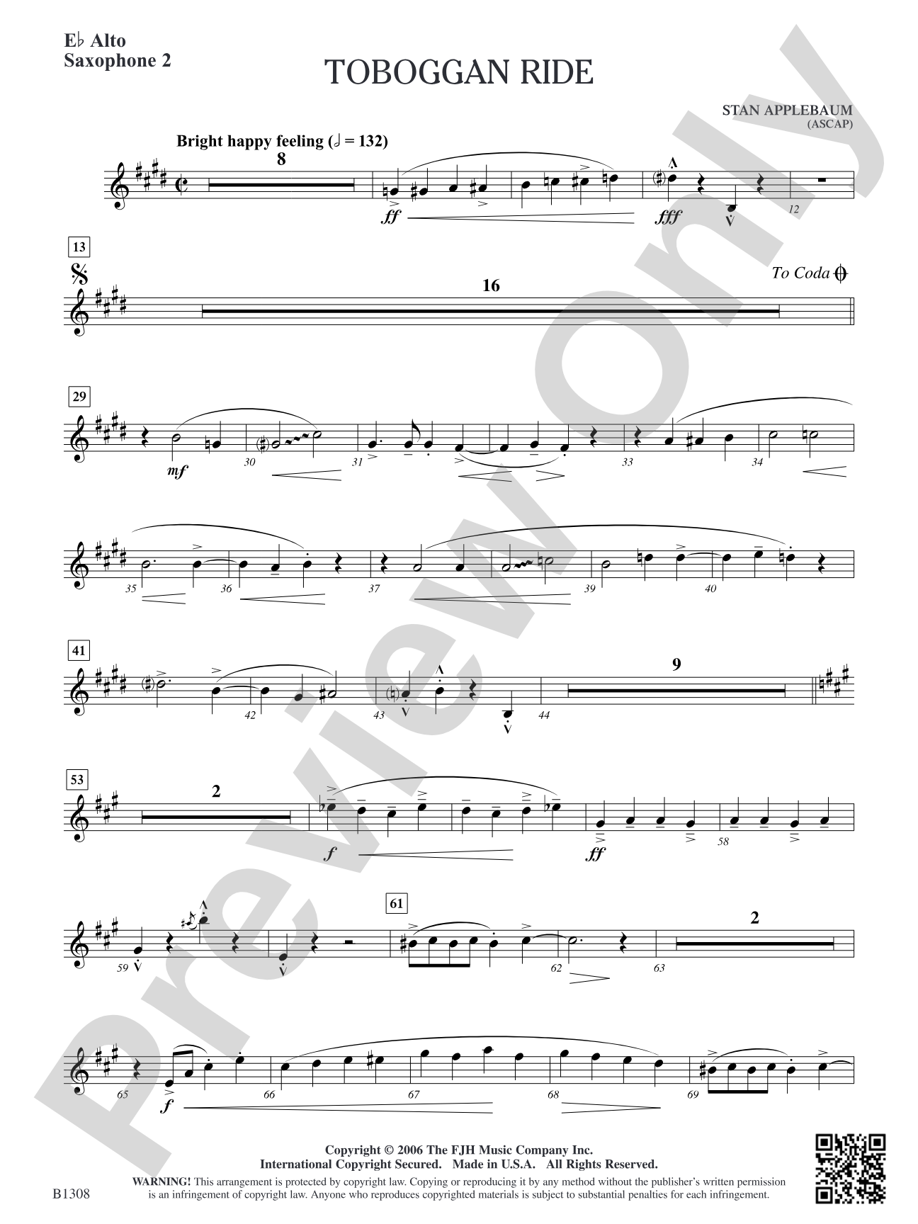 Toboggan Ride: E-flat Alto Saxophone 2