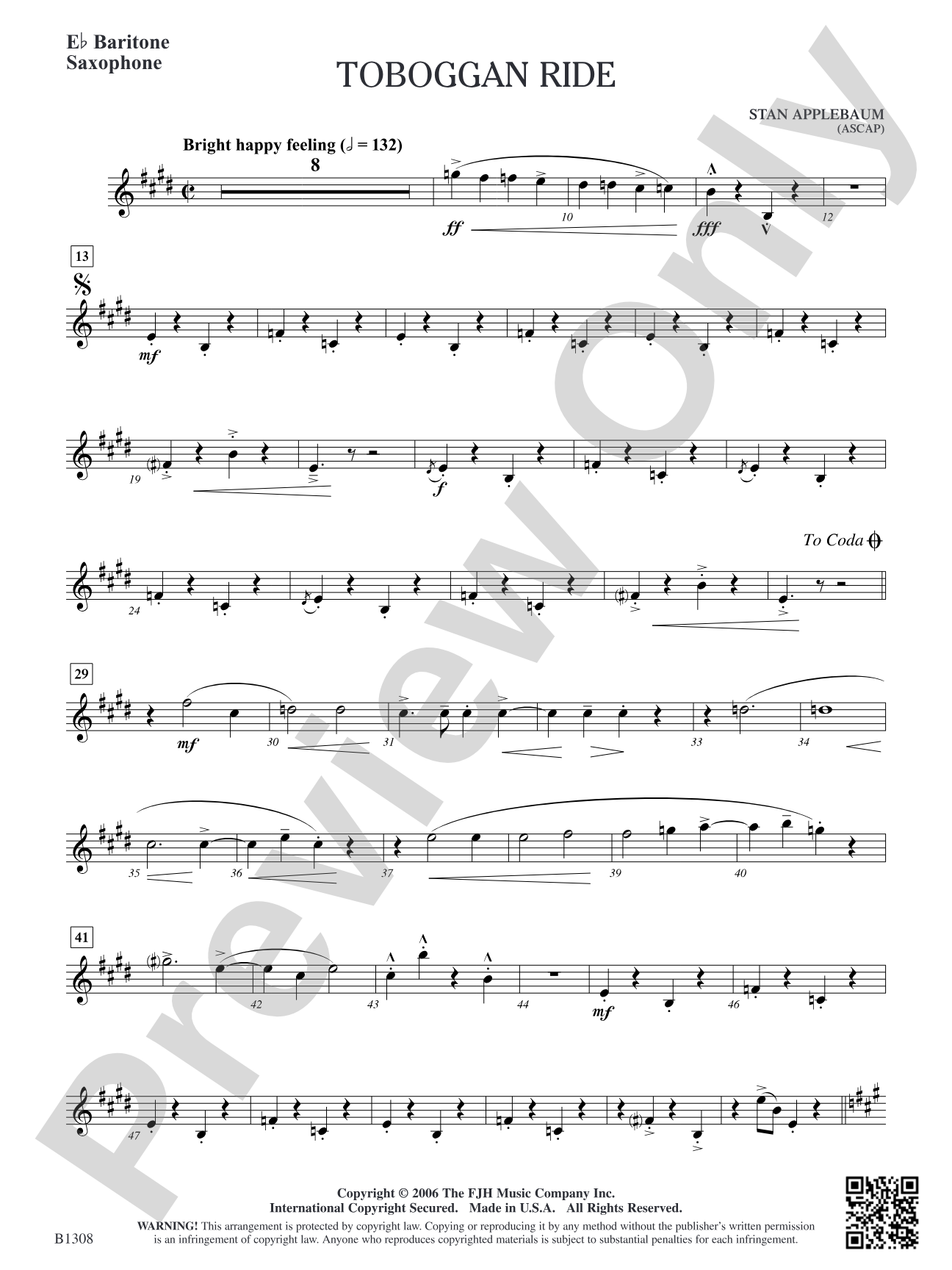 Toboggan Ride: E-flat Baritone Saxophone