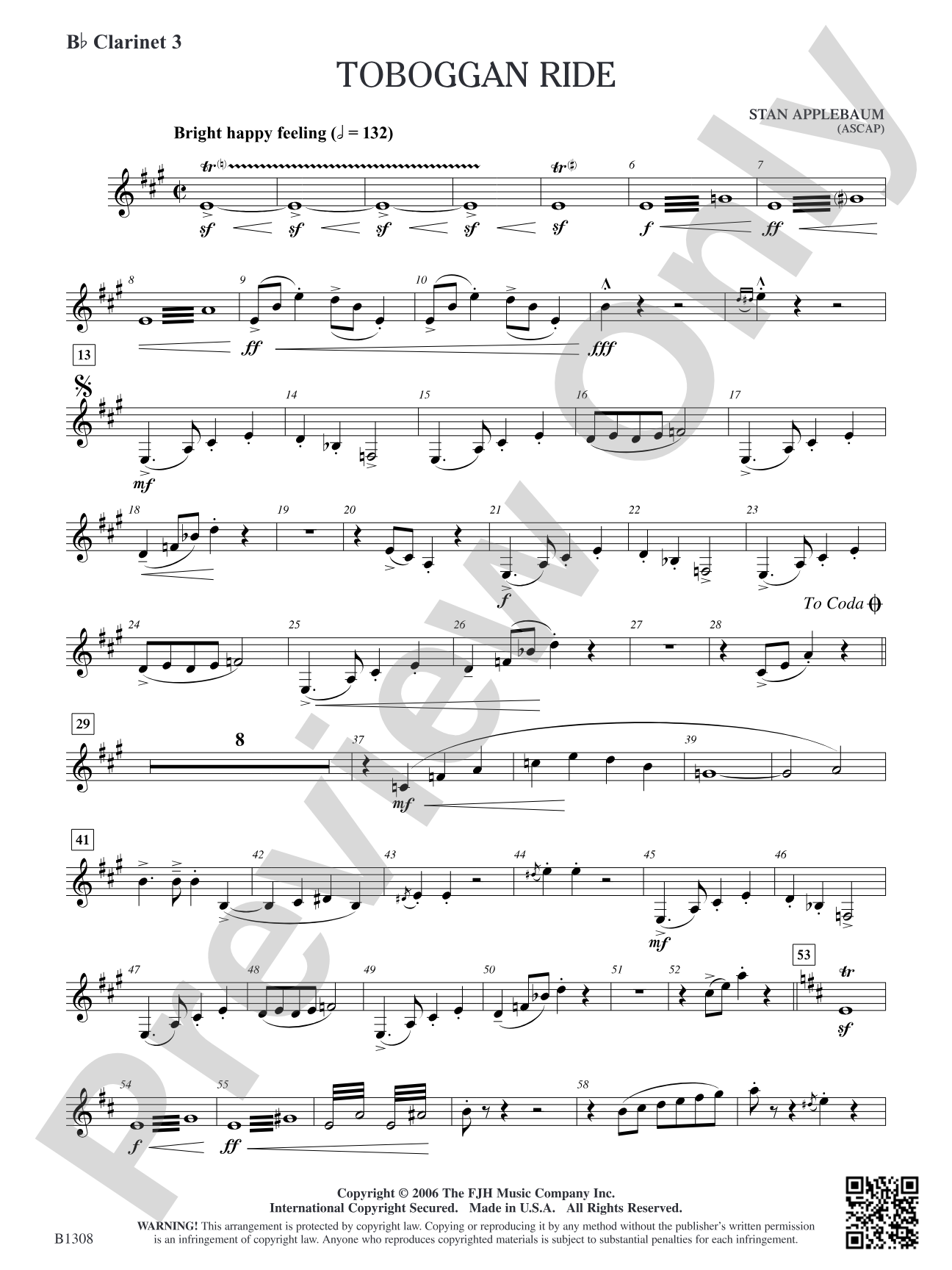 Toboggan Ride: B-flat Clarinet 3